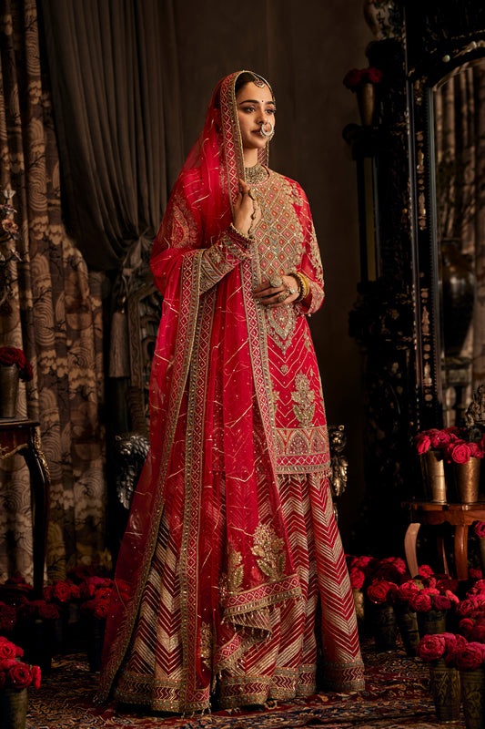 Crimson Red Tulle Sharara