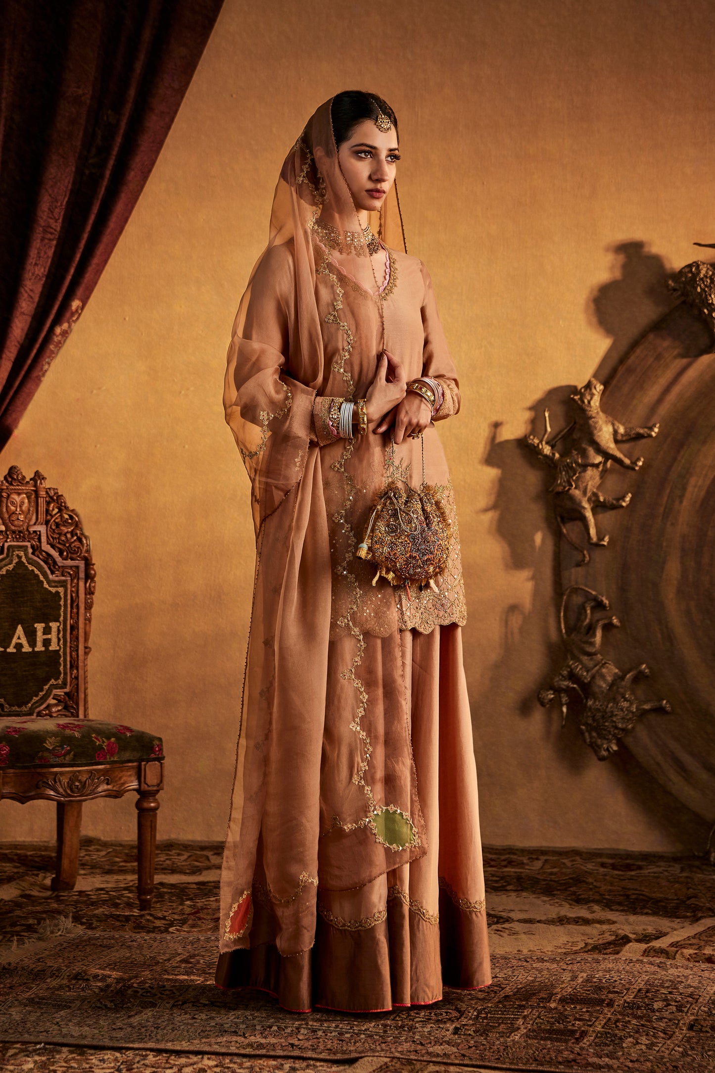 Bronze-Beige Sharara Set