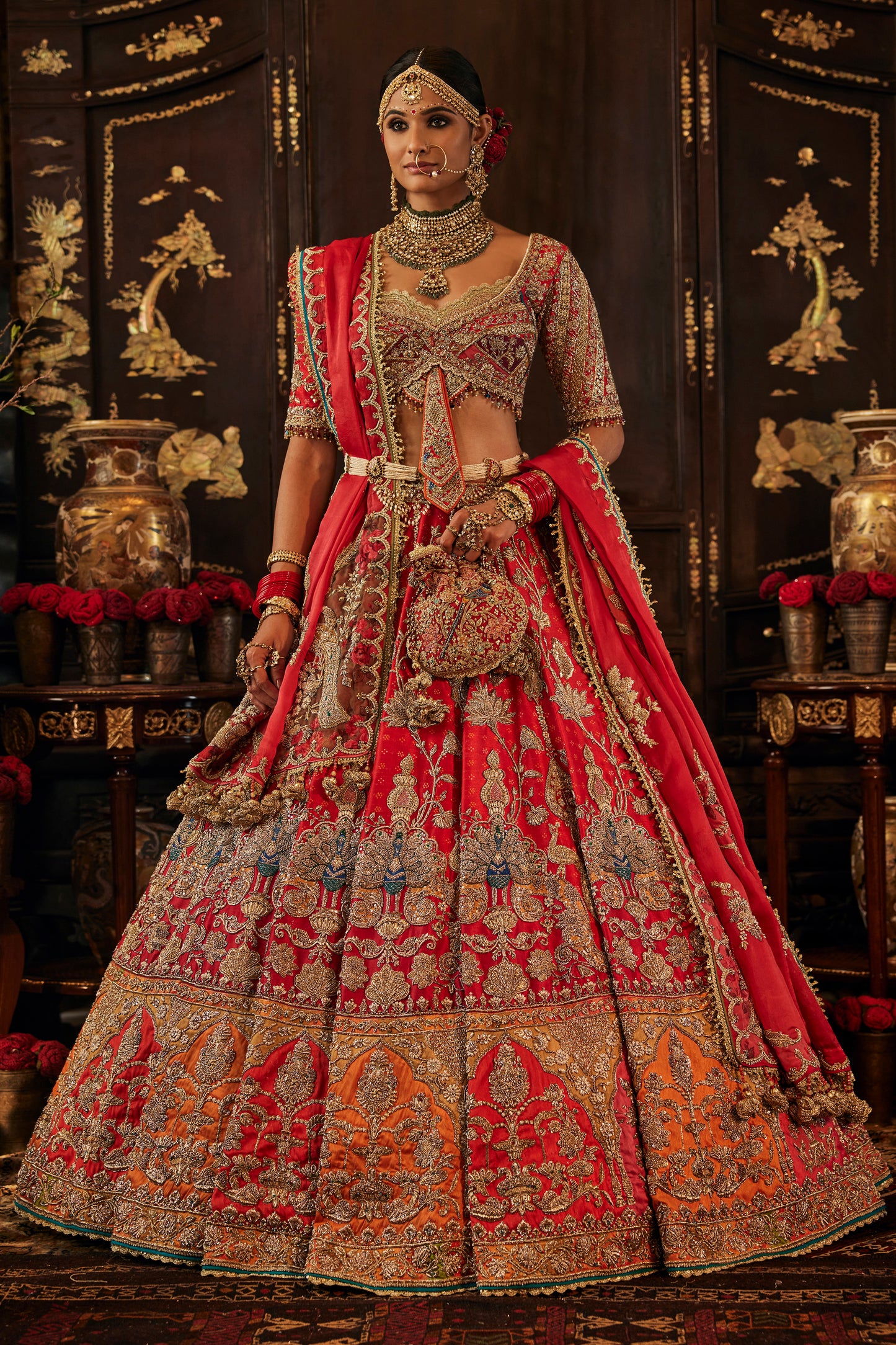 Vivid Red Palampore Chintz Lehenga