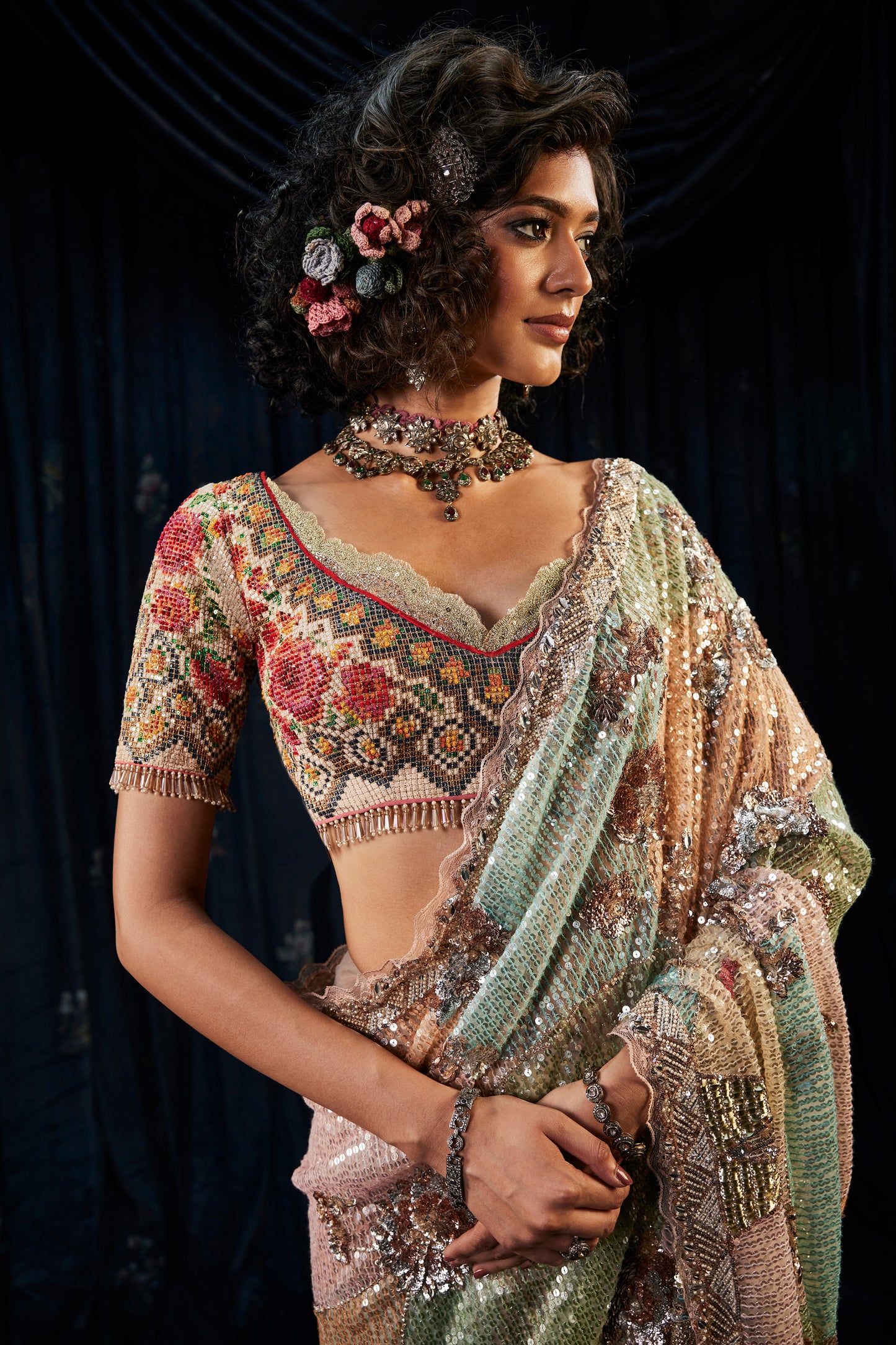 Multi Hued Mosaic Saree