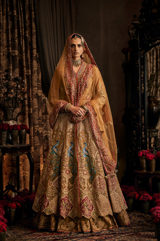 Mustard Gold Kalidar Jacket Lehenga