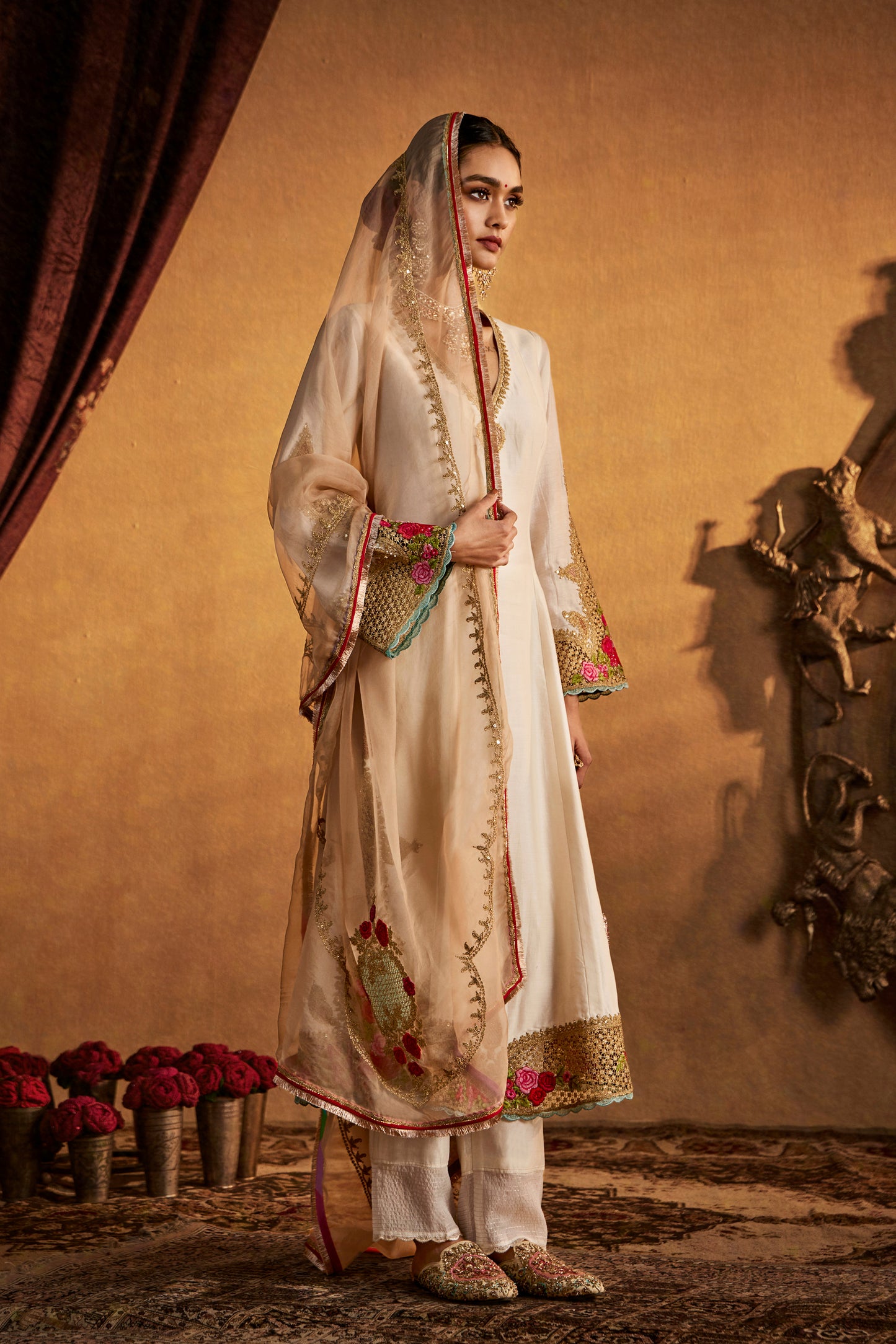 Ivory Mughal Jaali Kurta Set