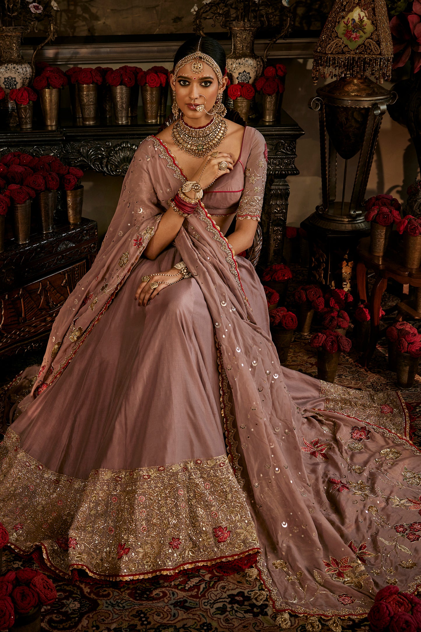 Soft Mauve Silk Lehenga