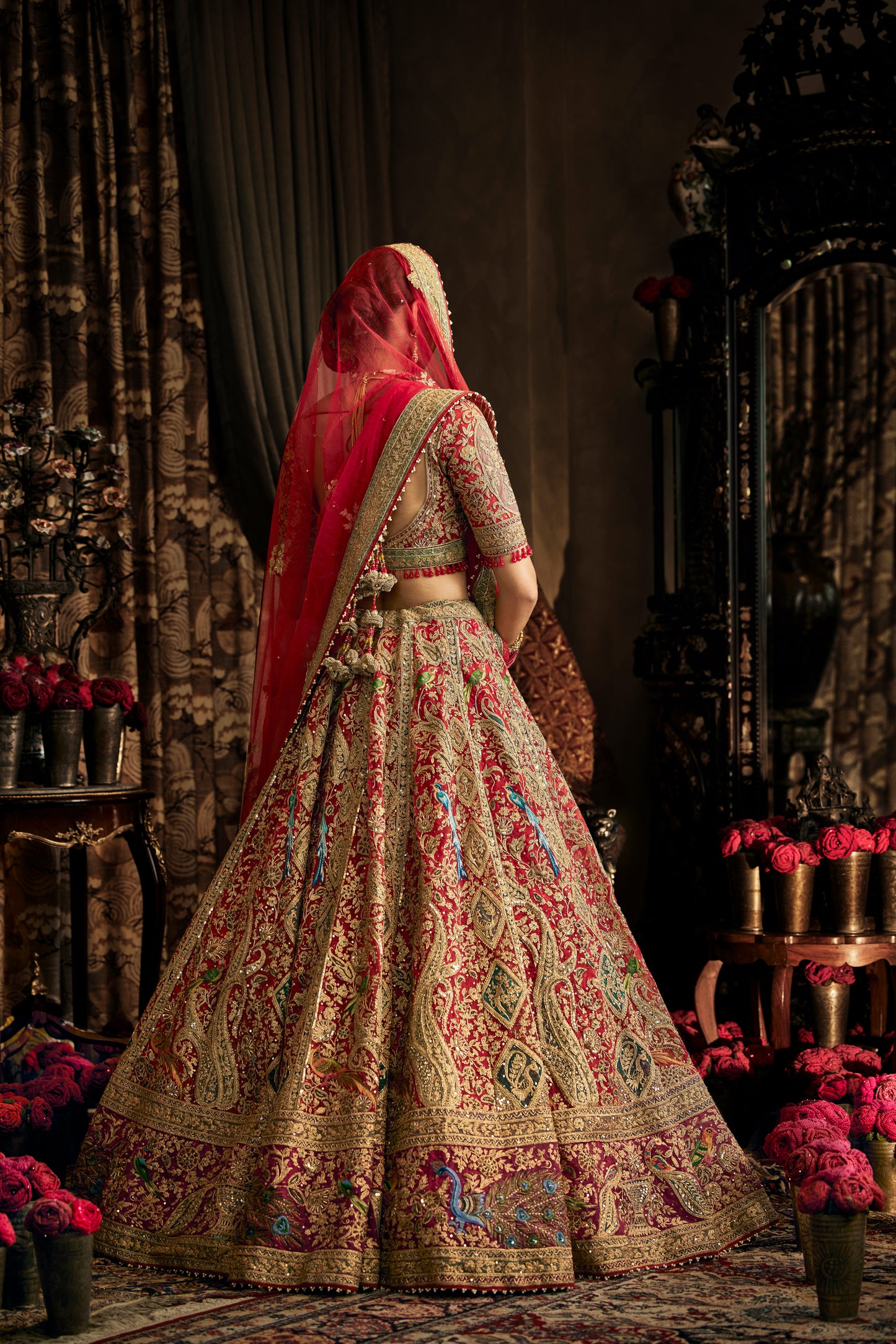 Deep Red Tulle Lehenga