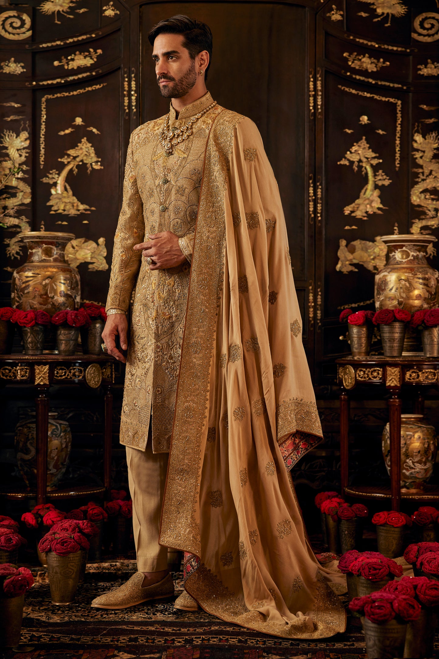 Ivory & Vintage Gold Sherwani