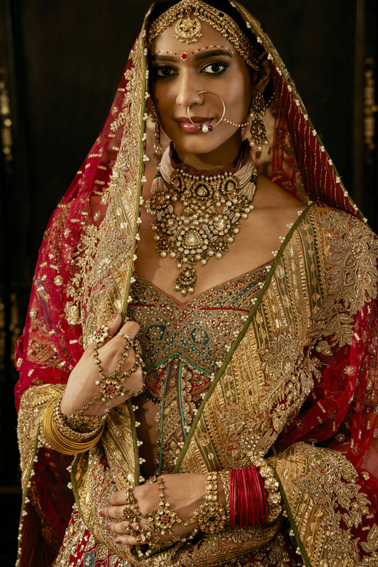 Vivid Red Tulle Lehenga