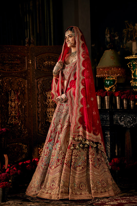 Rose Red Tulle Lehenga