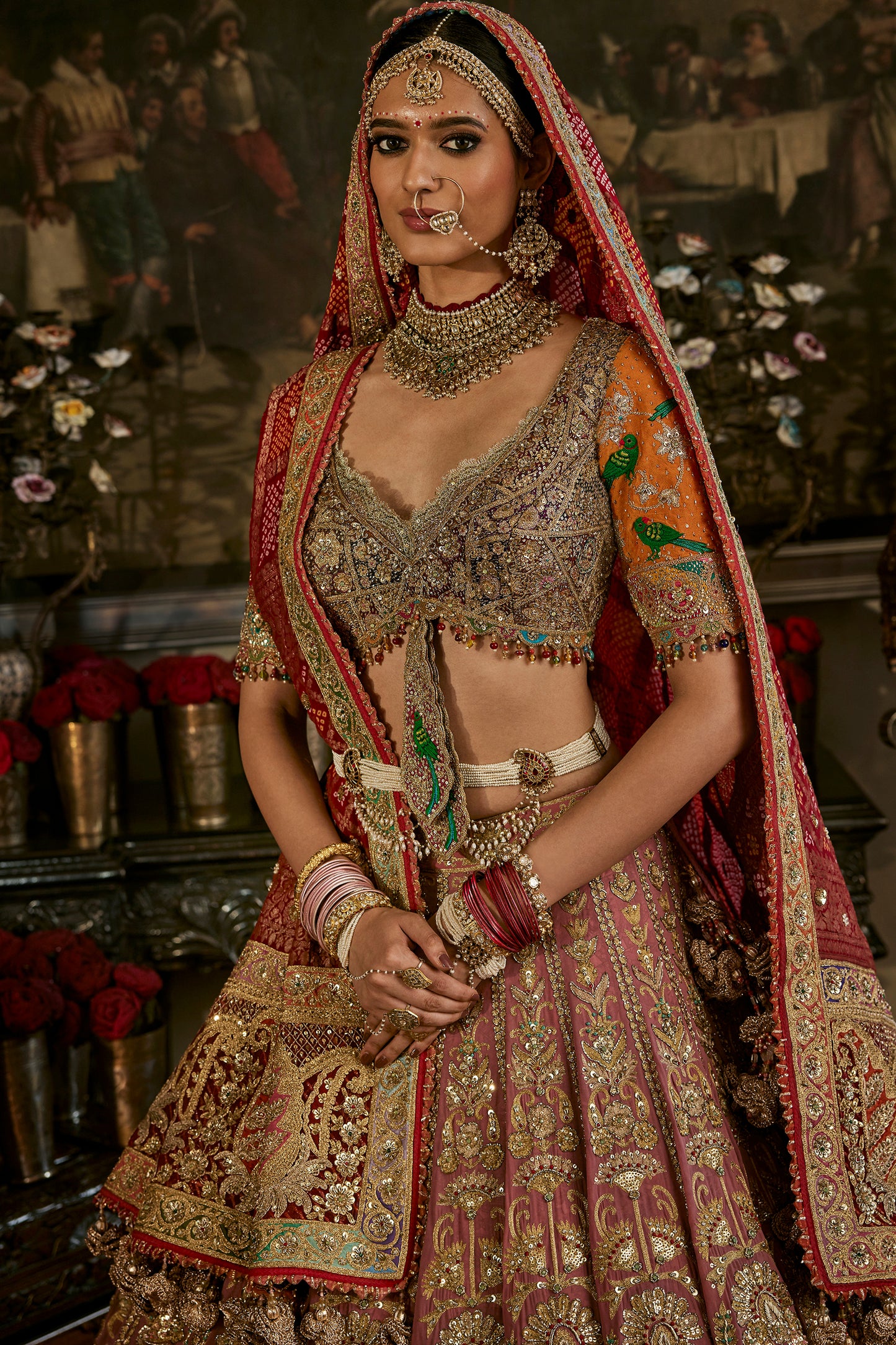 Blush Floral Bouquet Lehenga