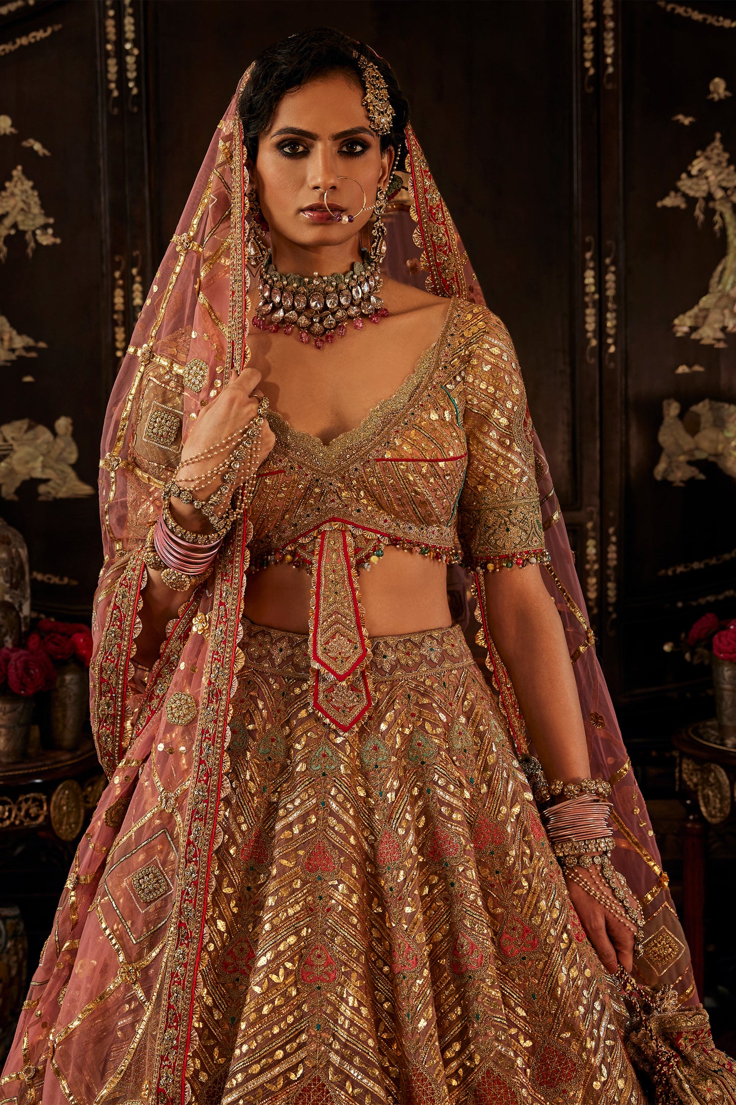 Blush Gold Maharani Lehenga