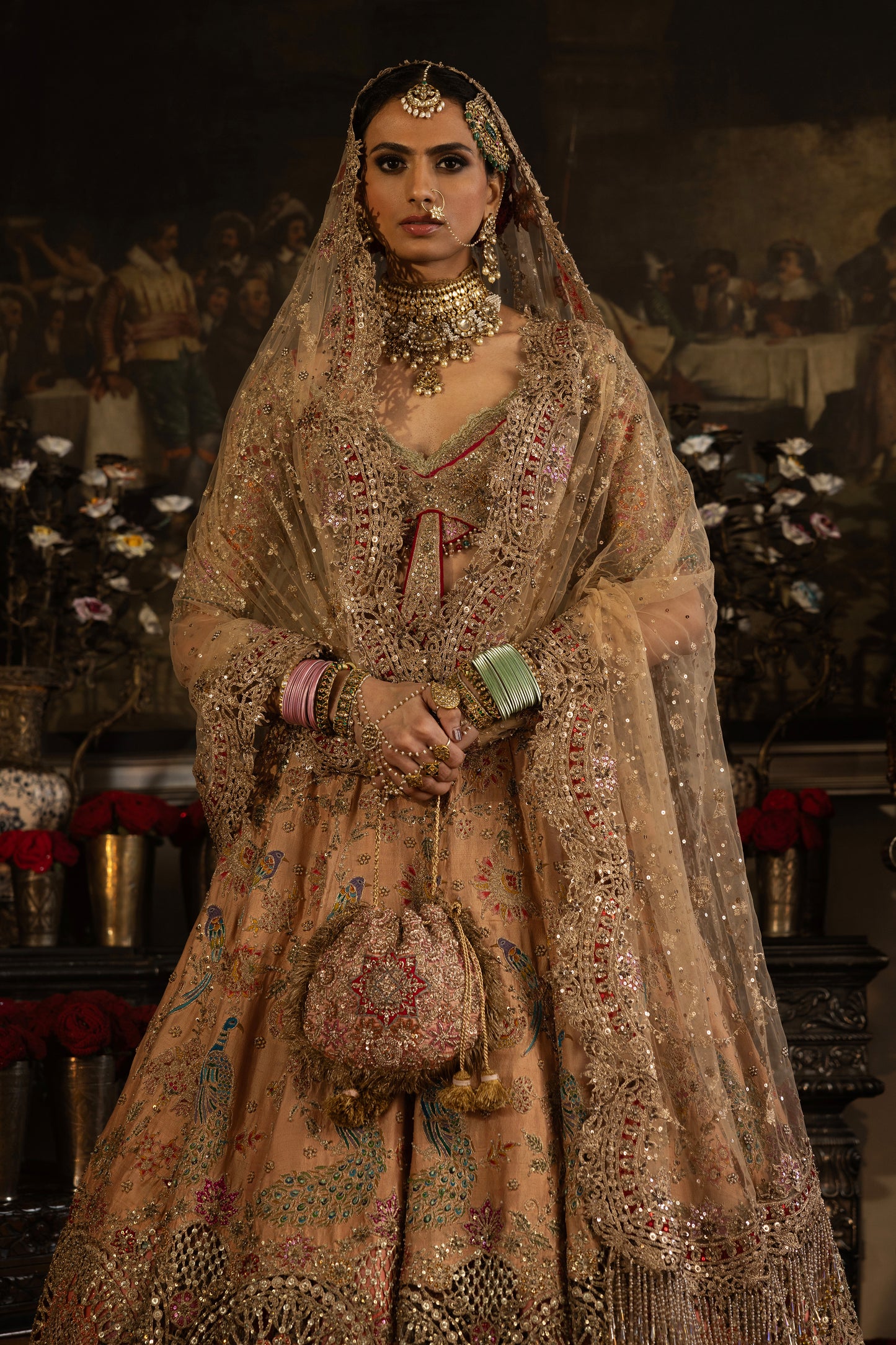 Coral Peach Hued Lehenga