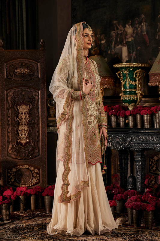 Ivory Tulle Kurta and Sharara