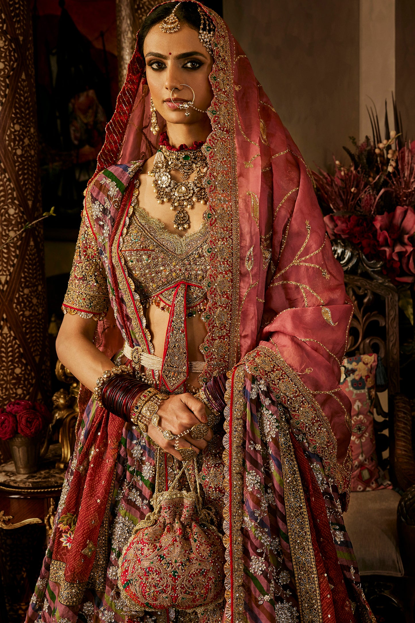 Aubergine Silk Lehenga