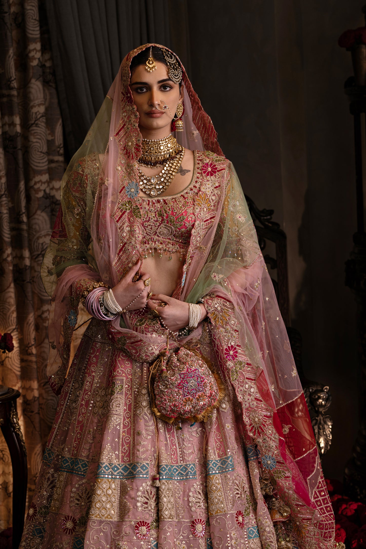 Rose Pink Tulle Lehenga