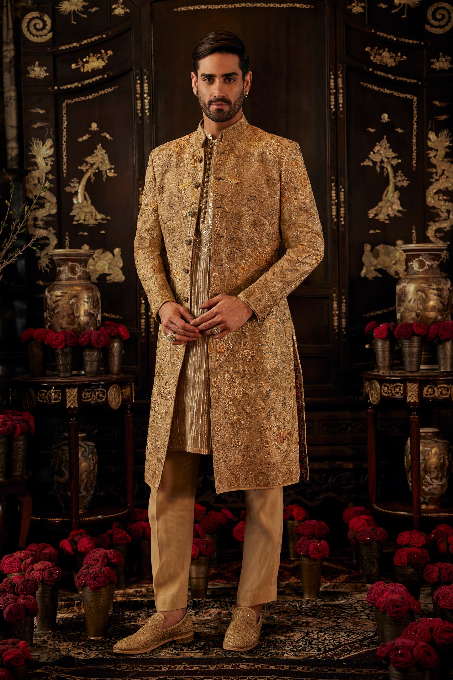 Ivory & Vintage Gold Sherwani