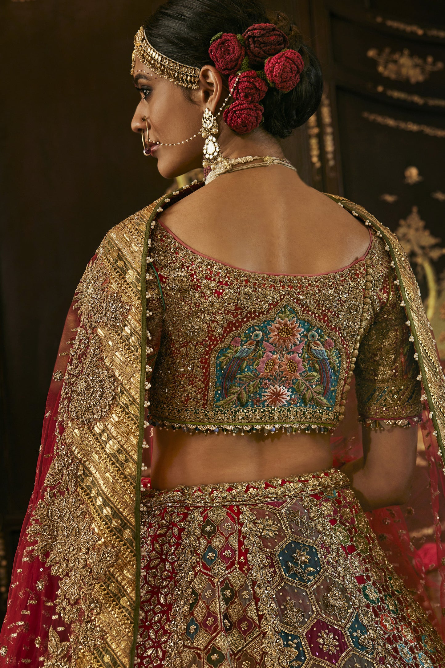 Vivid Red Tulle Lehenga