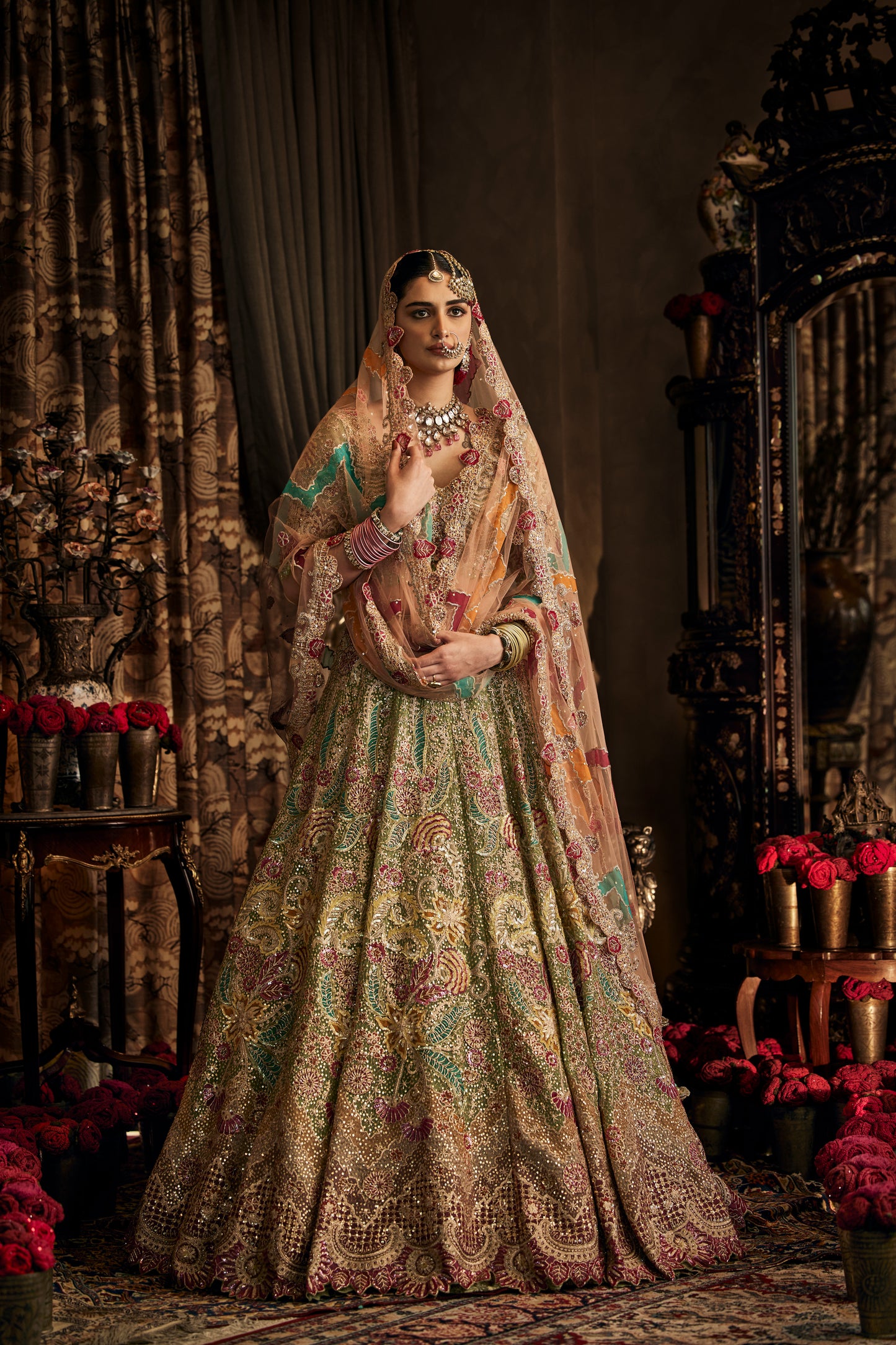 Pista Green Tulle Lehenga