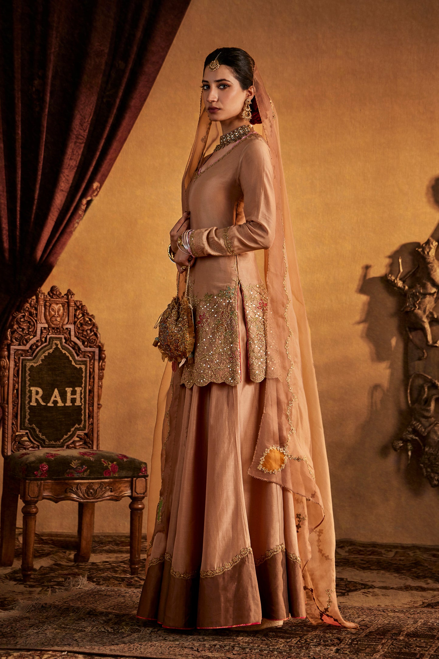 Bronze-Beige Sharara Set