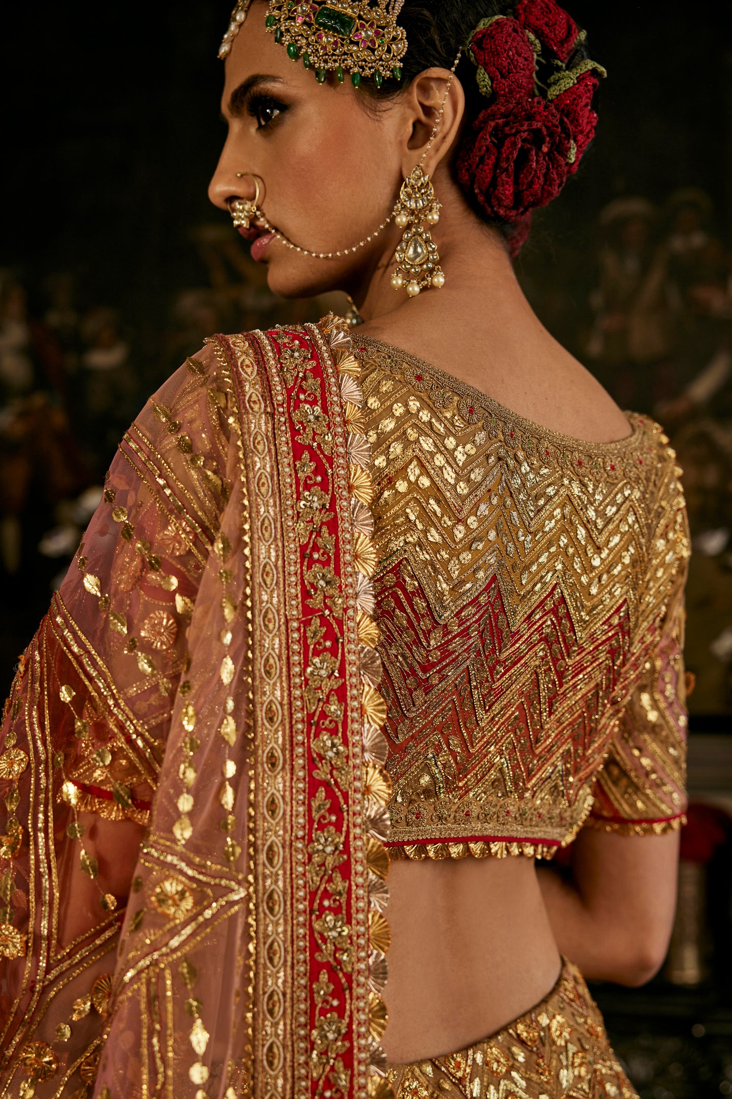 Golden Pink Gota Lehenga