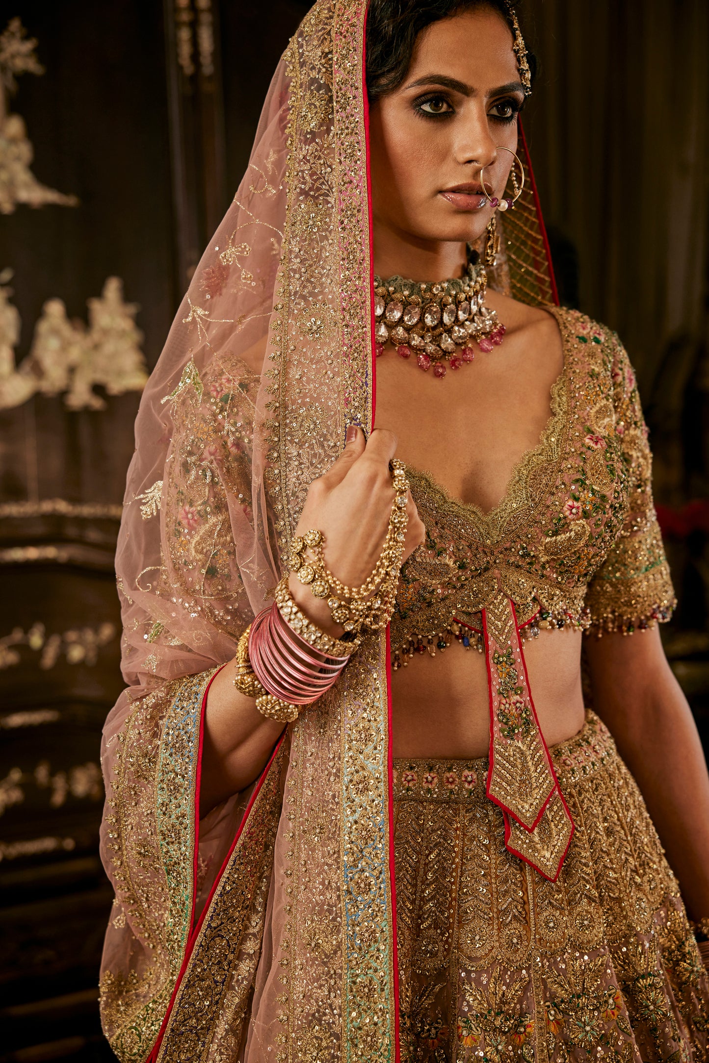 Earthy Pink Tulle Lehenga