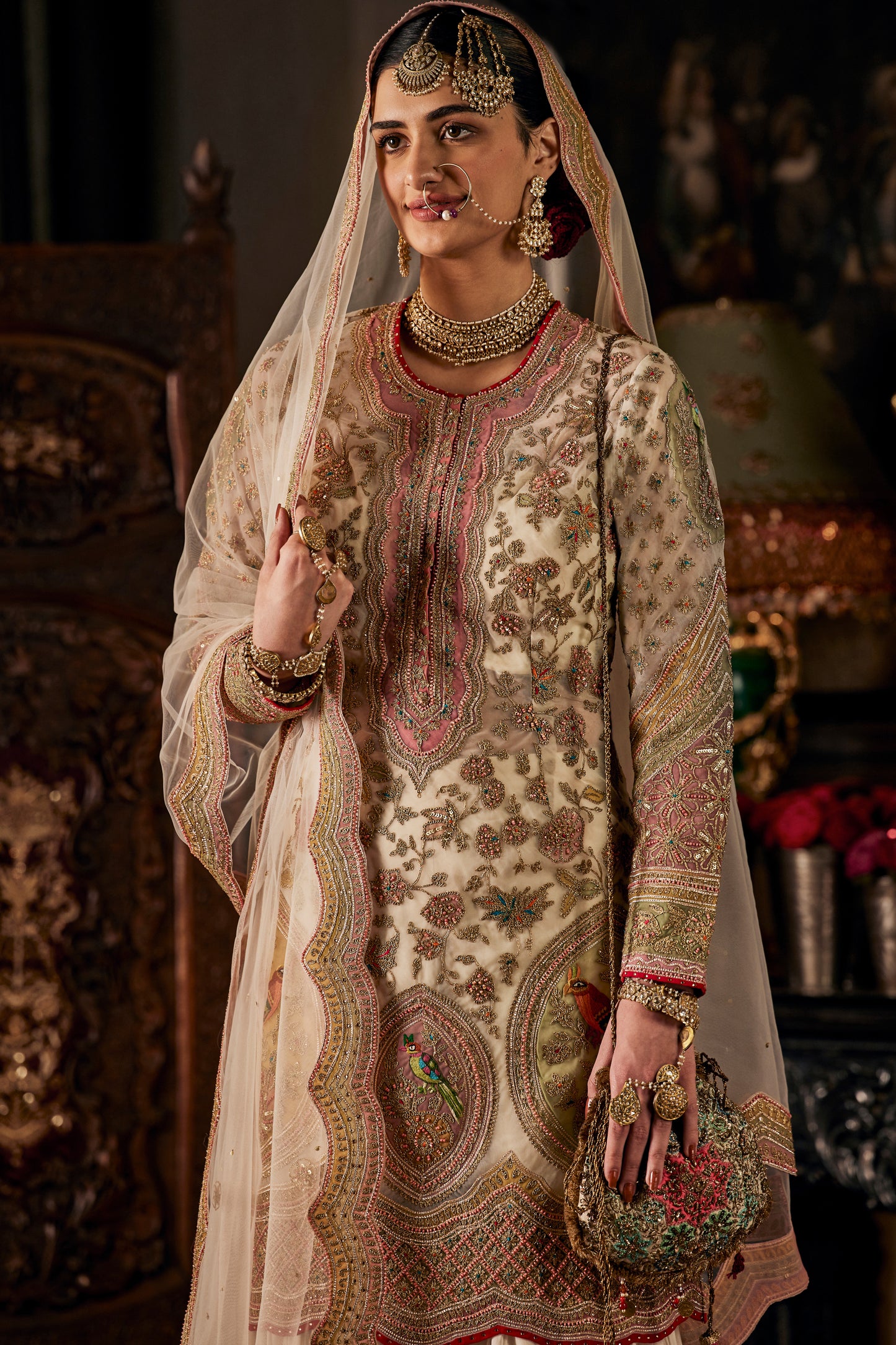 Ivory Tulle Kurta and Sharara