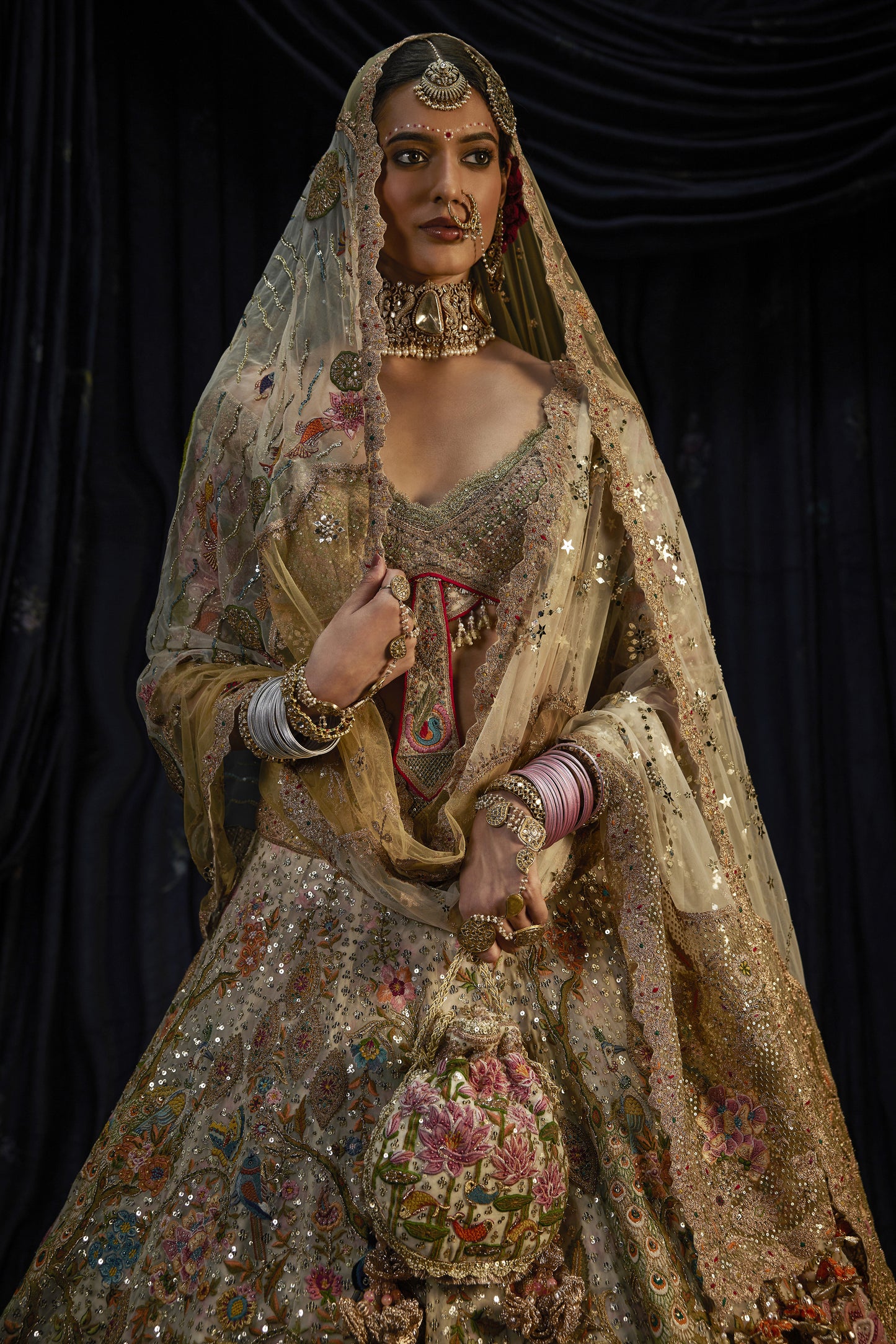 Ivory Efflorescence Lehenga