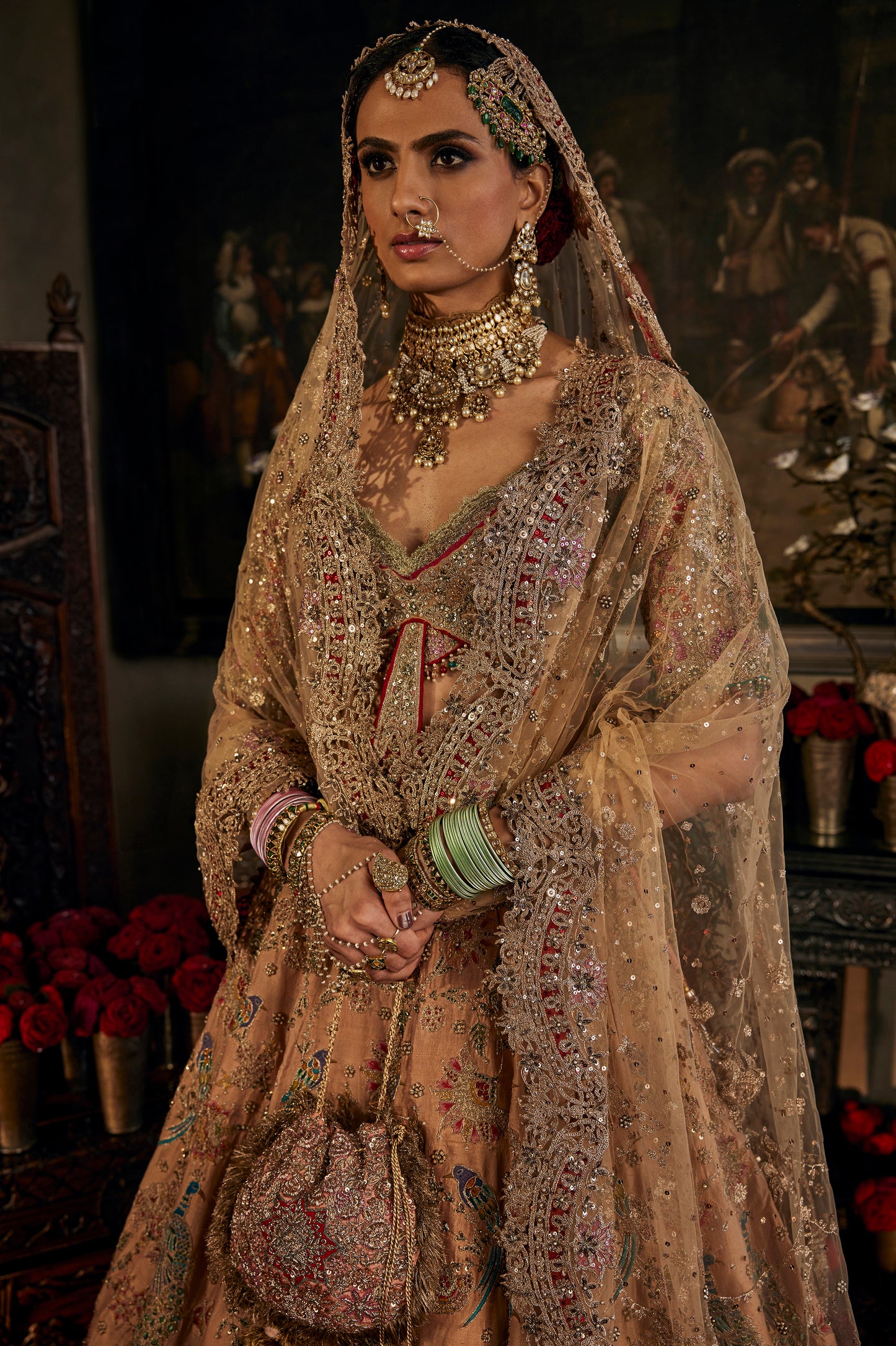 Coral Peach Hued Lehenga