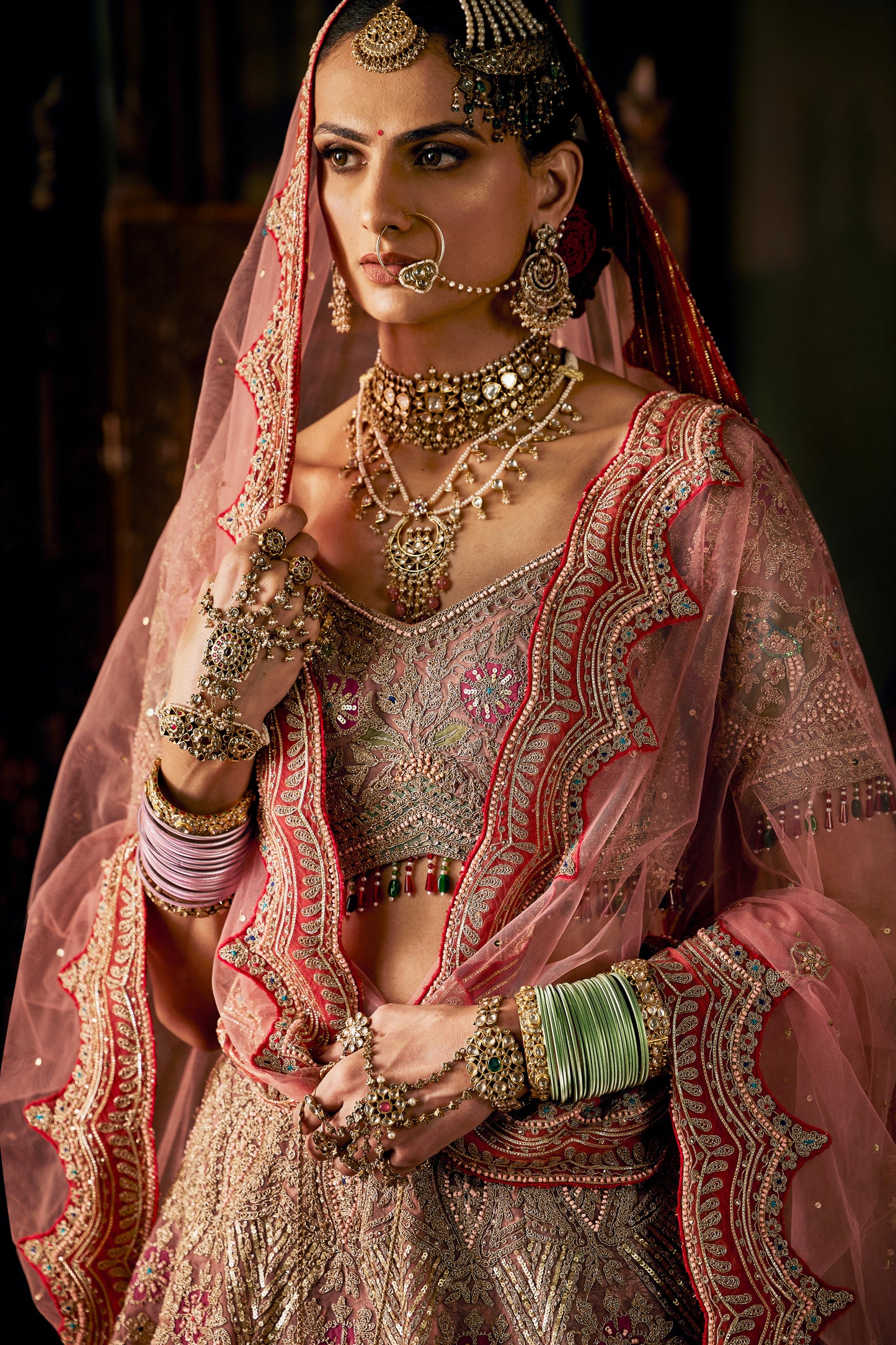 Earthy Pink Tulle Lehenga