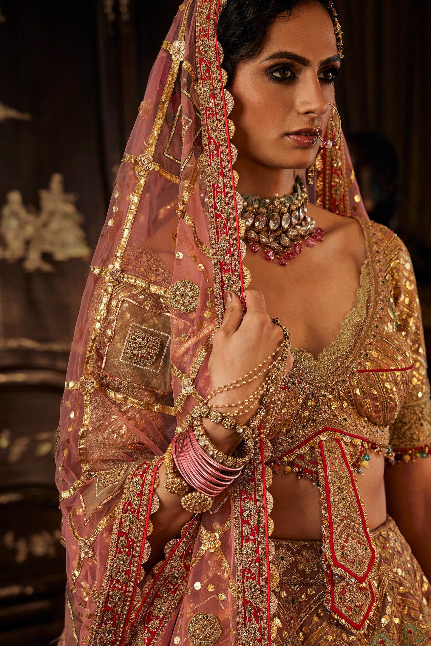 Blush Gold Maharani Lehenga