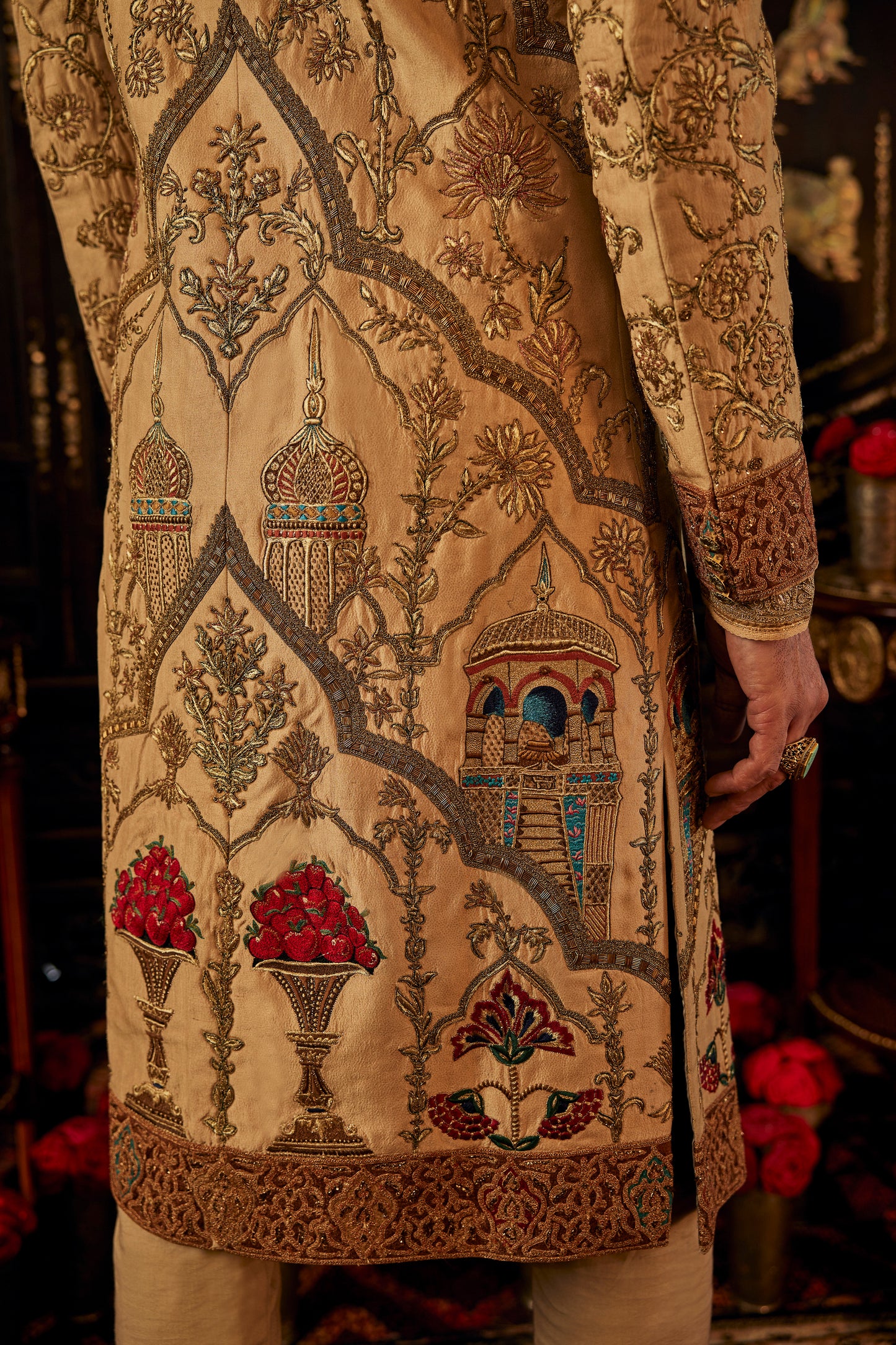 Floral Mughalesque Gold Sherwani