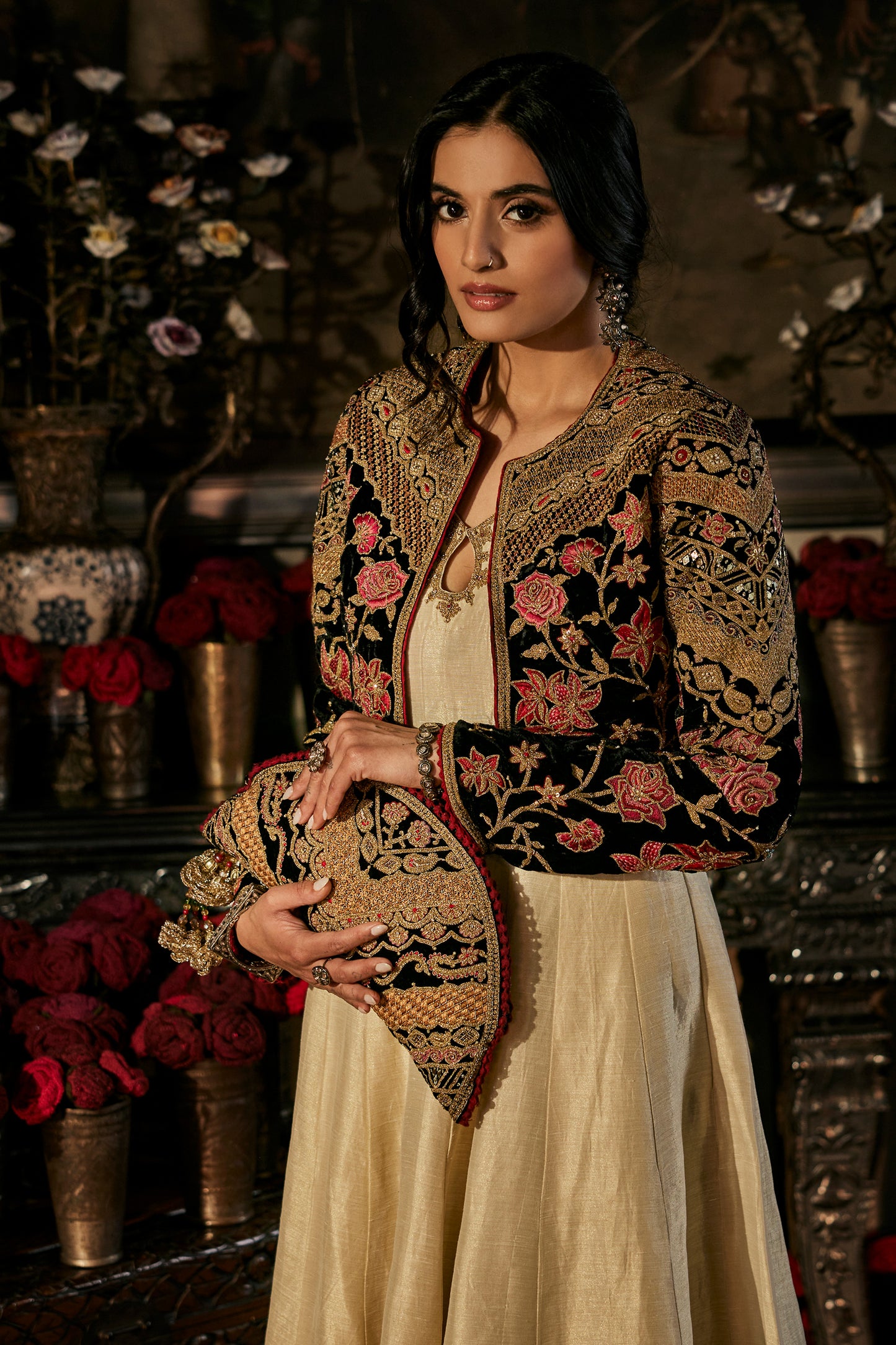 Ivory Kalidar & Inky Black Jacket