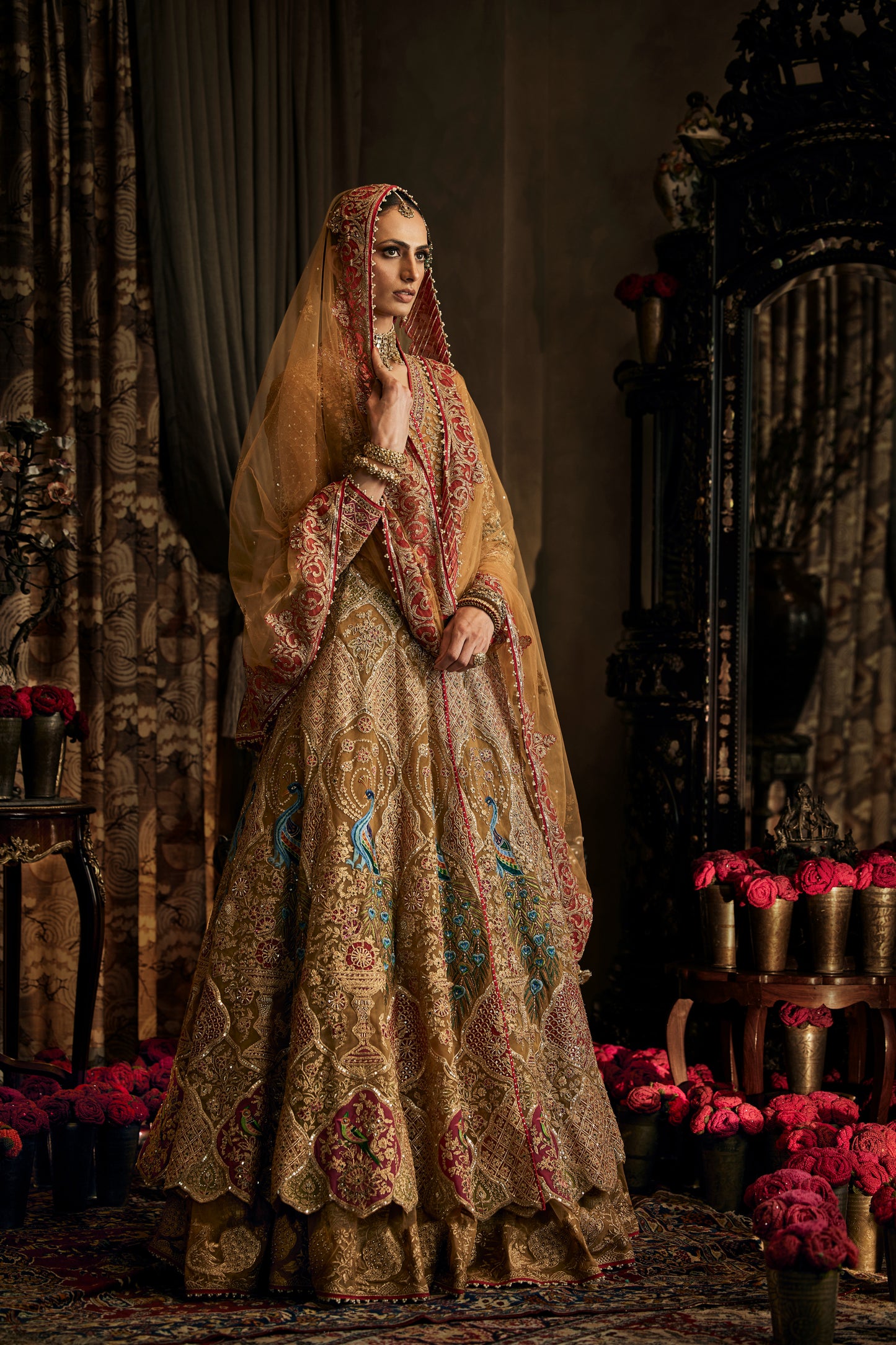 Mustard Gold Kalidar Jacket Lehenga