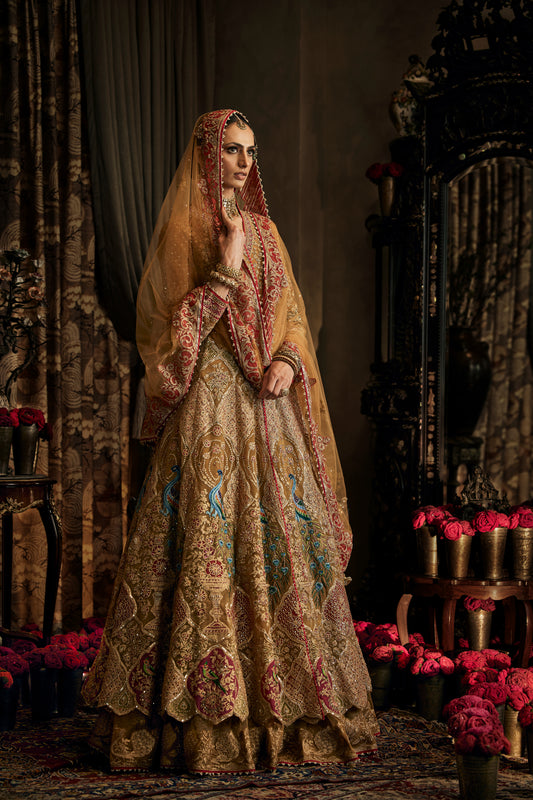 Mustard Gold Kalidar Jacket Lehenga