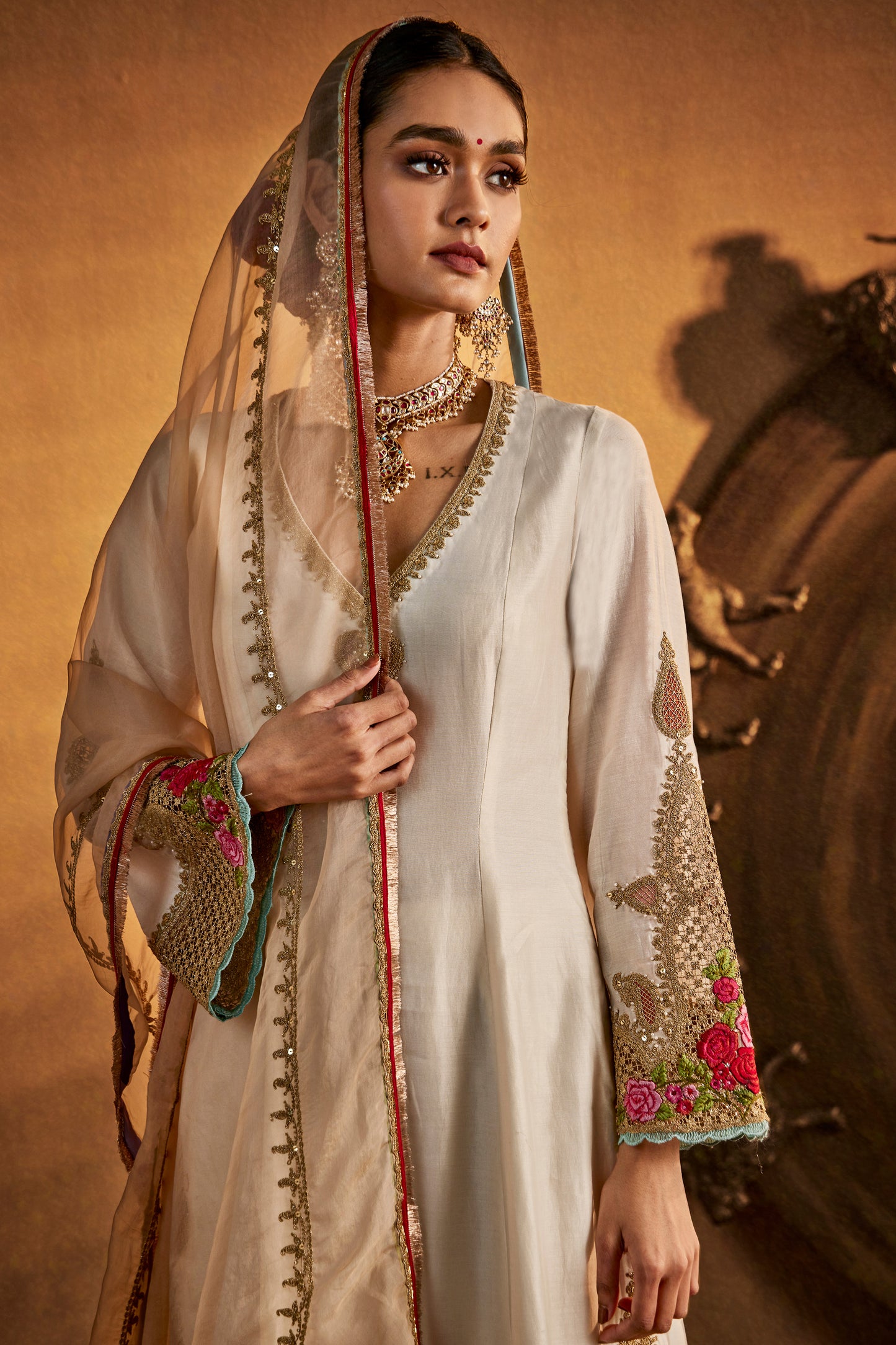 Ivory Mughal Jaali Kurta Set