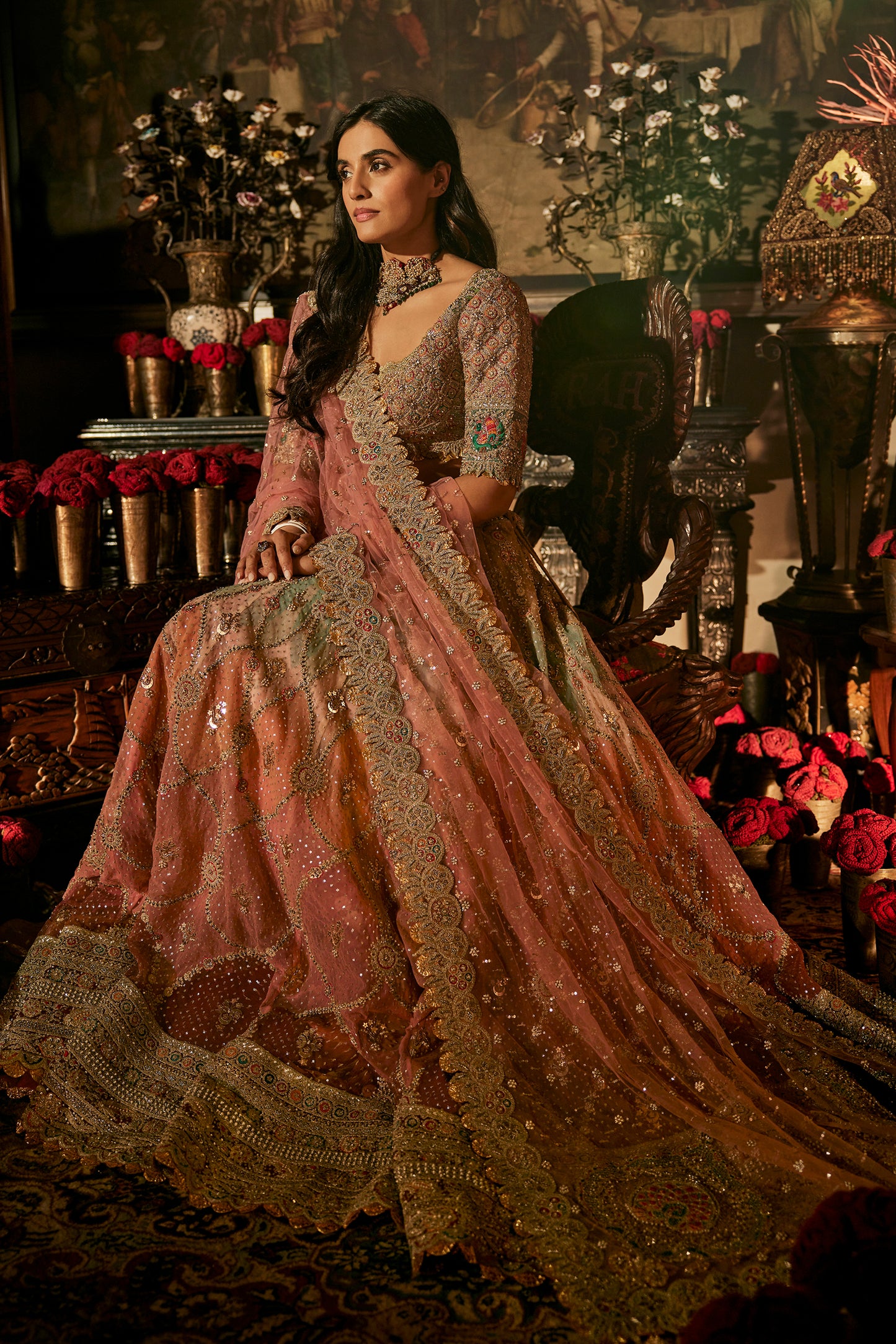 Earthy Pink Mint Lehenga