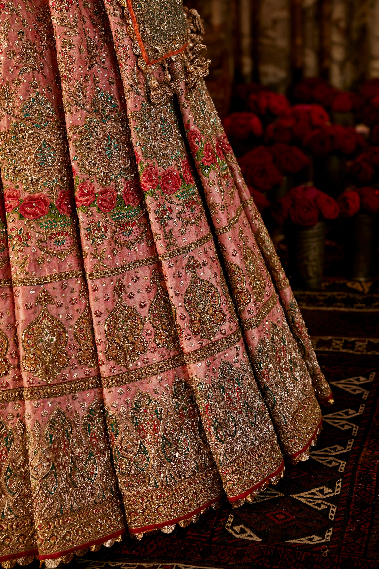 Pink Mugal Motifs Lehenga