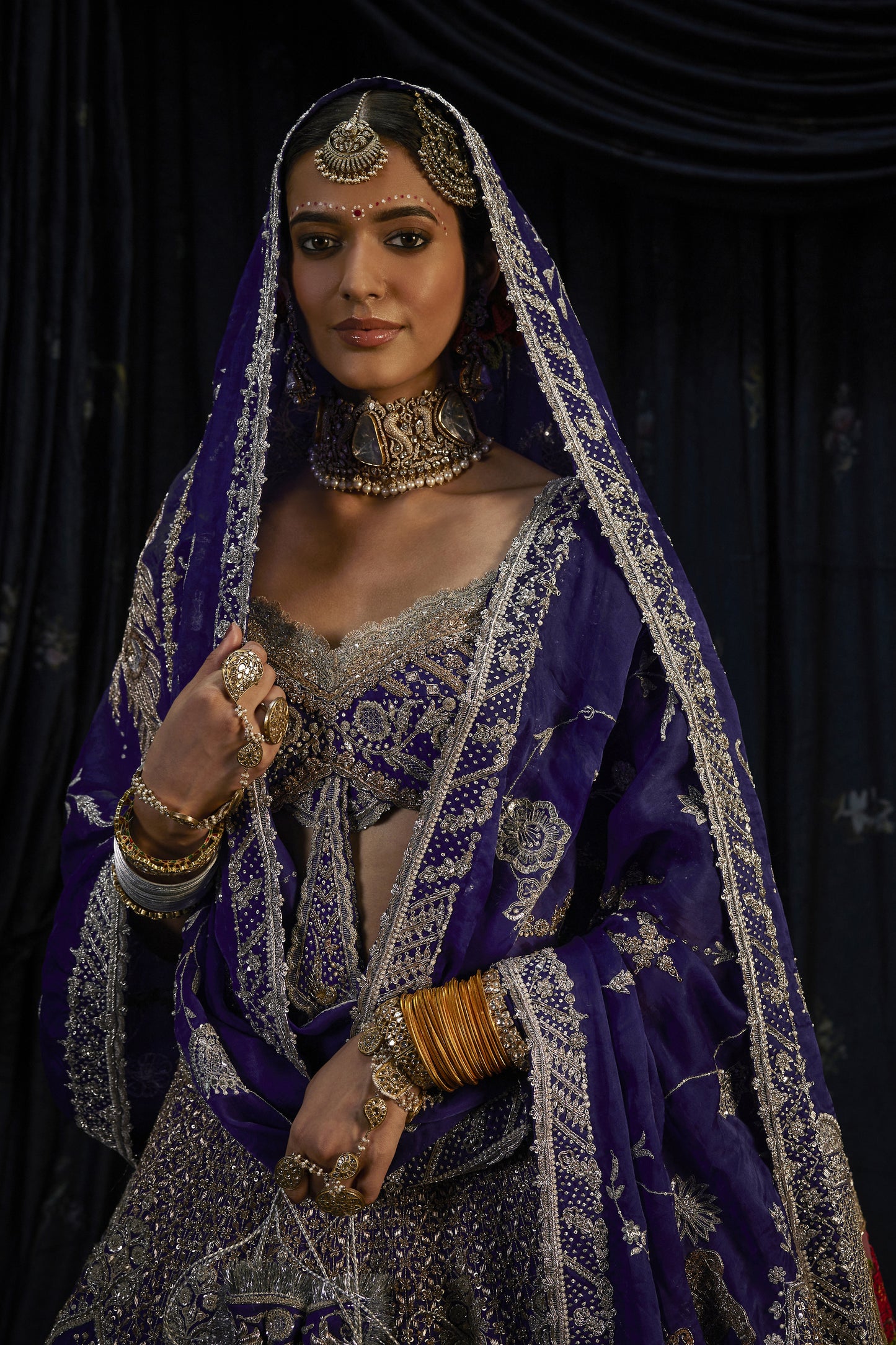 Deep Blue Silk Lehenga