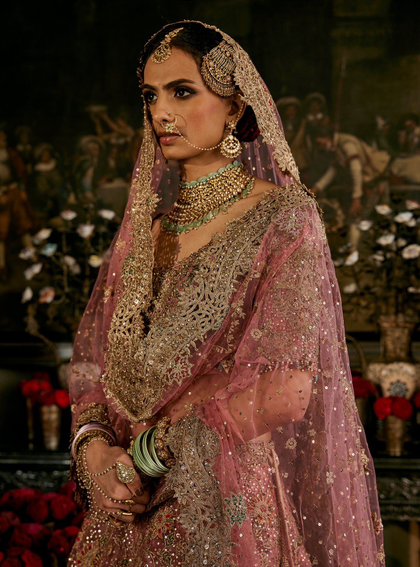 Earthy Pink Tulle Lehenga