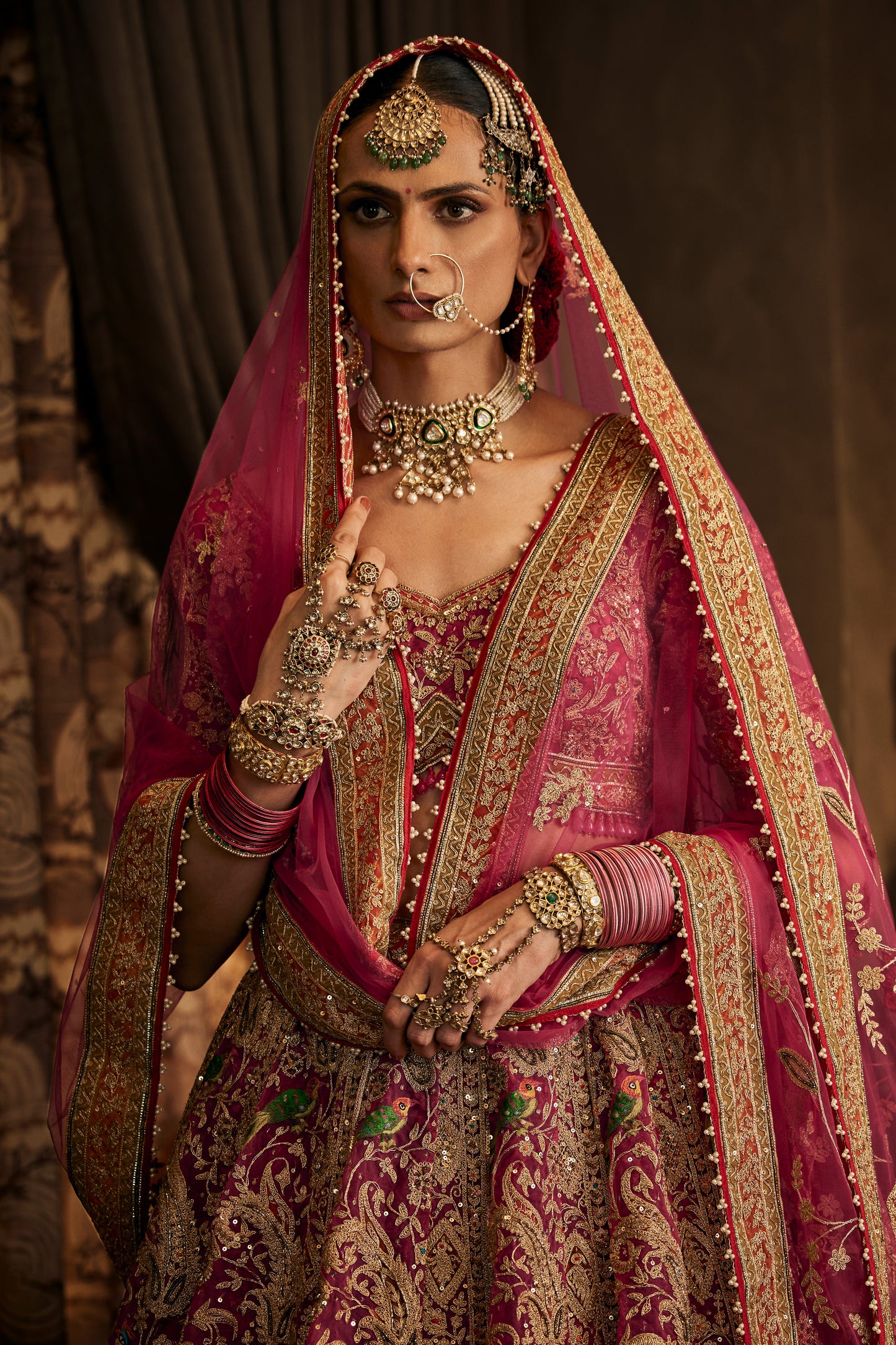 Deep Rani Pink Tulle Lehenga