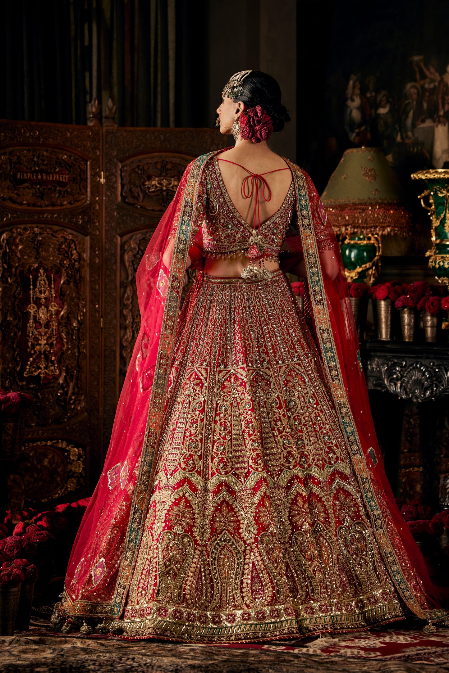 Scarlet Red Tulle Lehenga