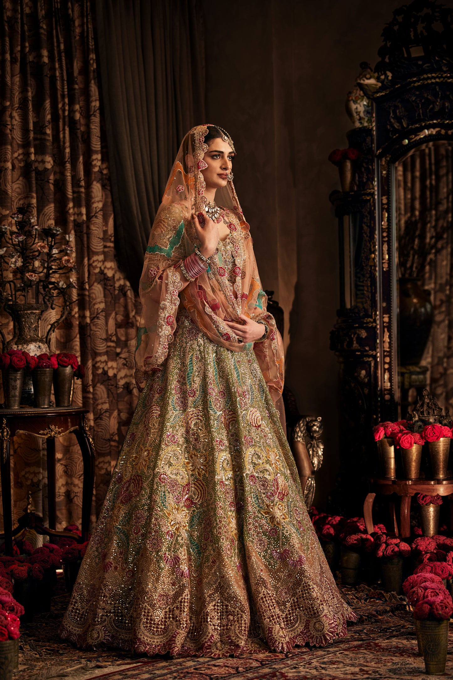 Pista Green Tulle Lehenga