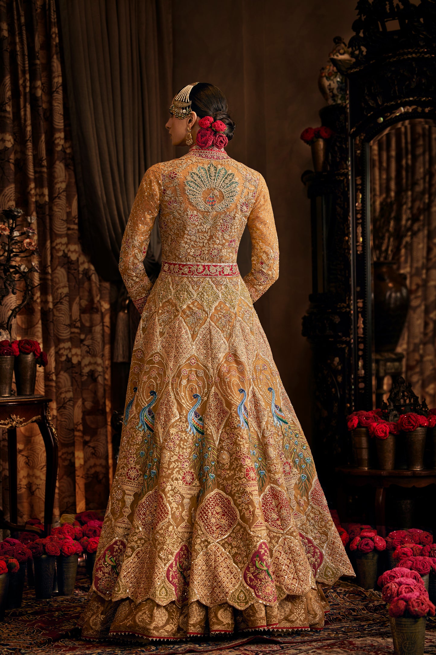 Mustard Gold Kalidar Jacket Lehenga