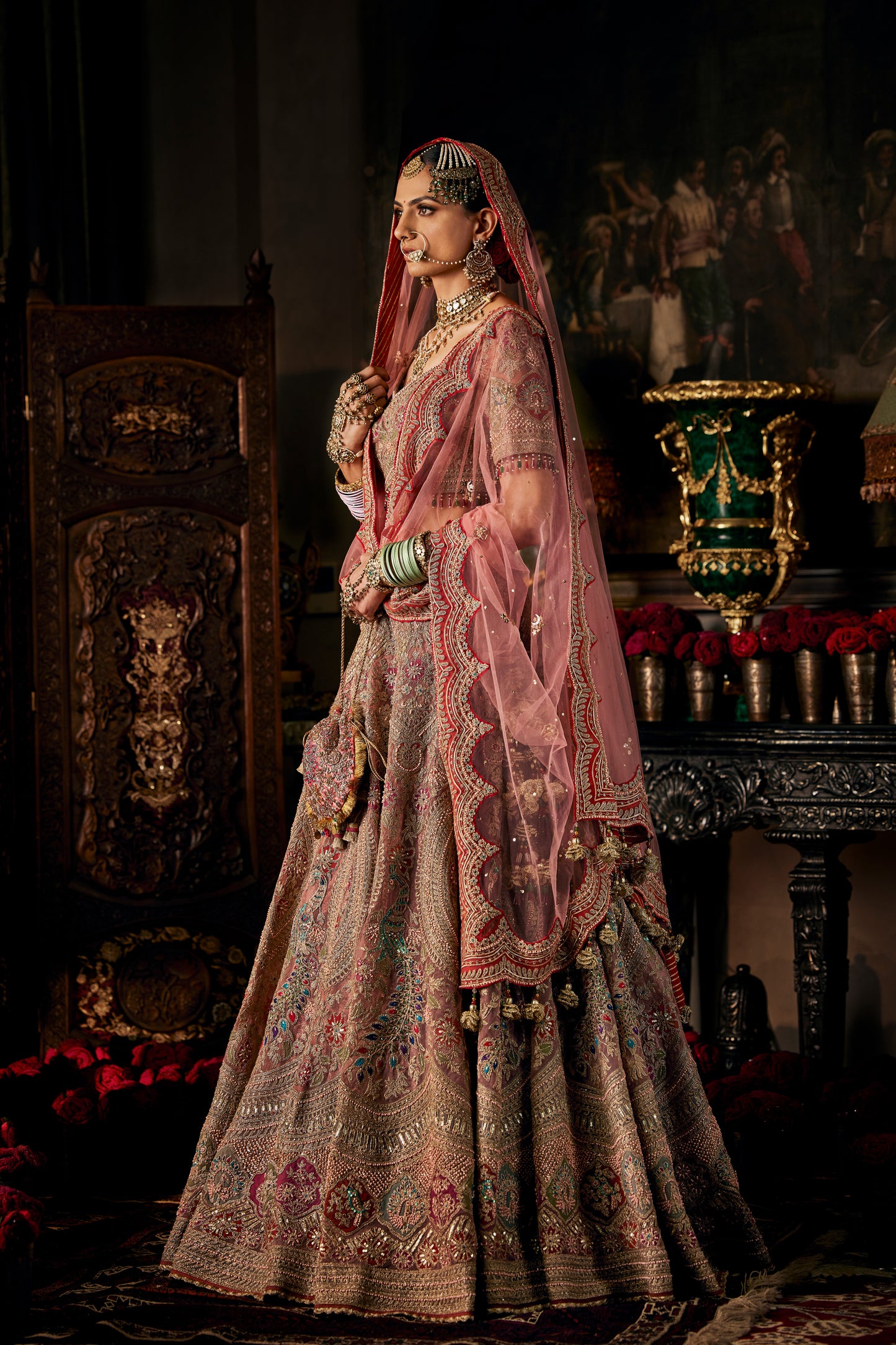 Earthy Pink Tulle Lehenga