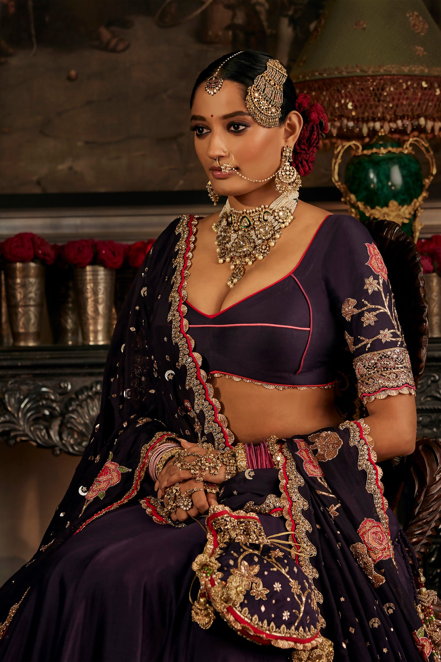 Deep Purple Silk Lehenga