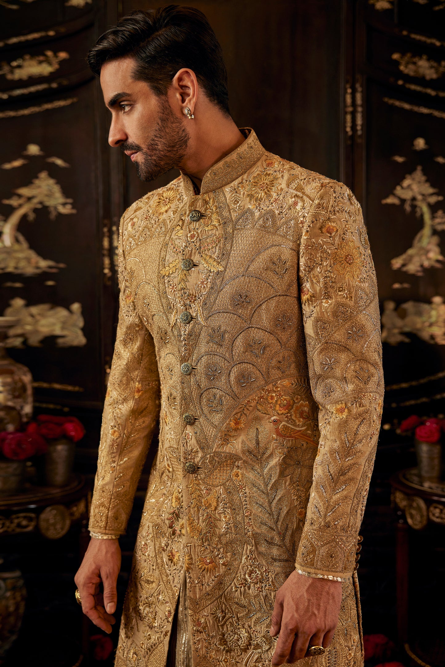 Ivory & Vintage Gold Sherwani