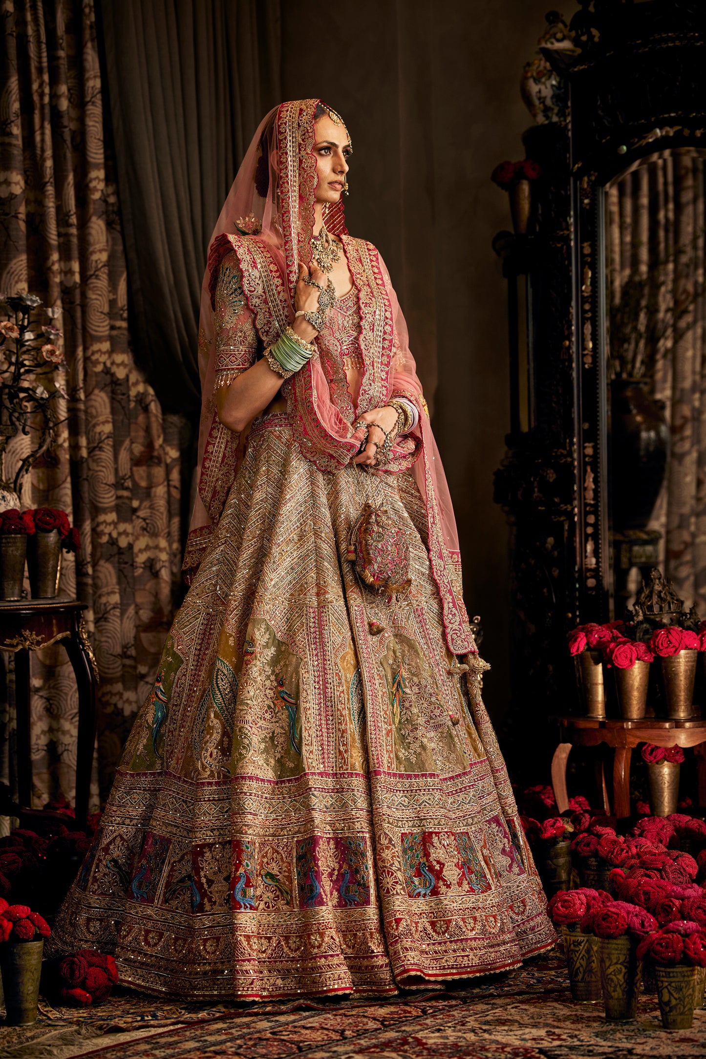 Rouge Pink Tulle Lehenga