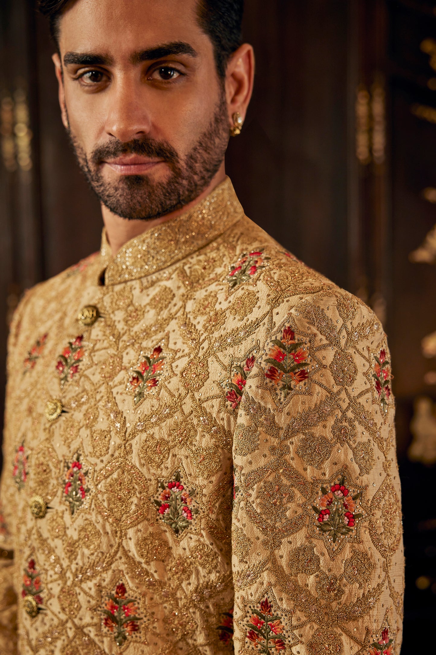 Antique Gold Royal Sherwani