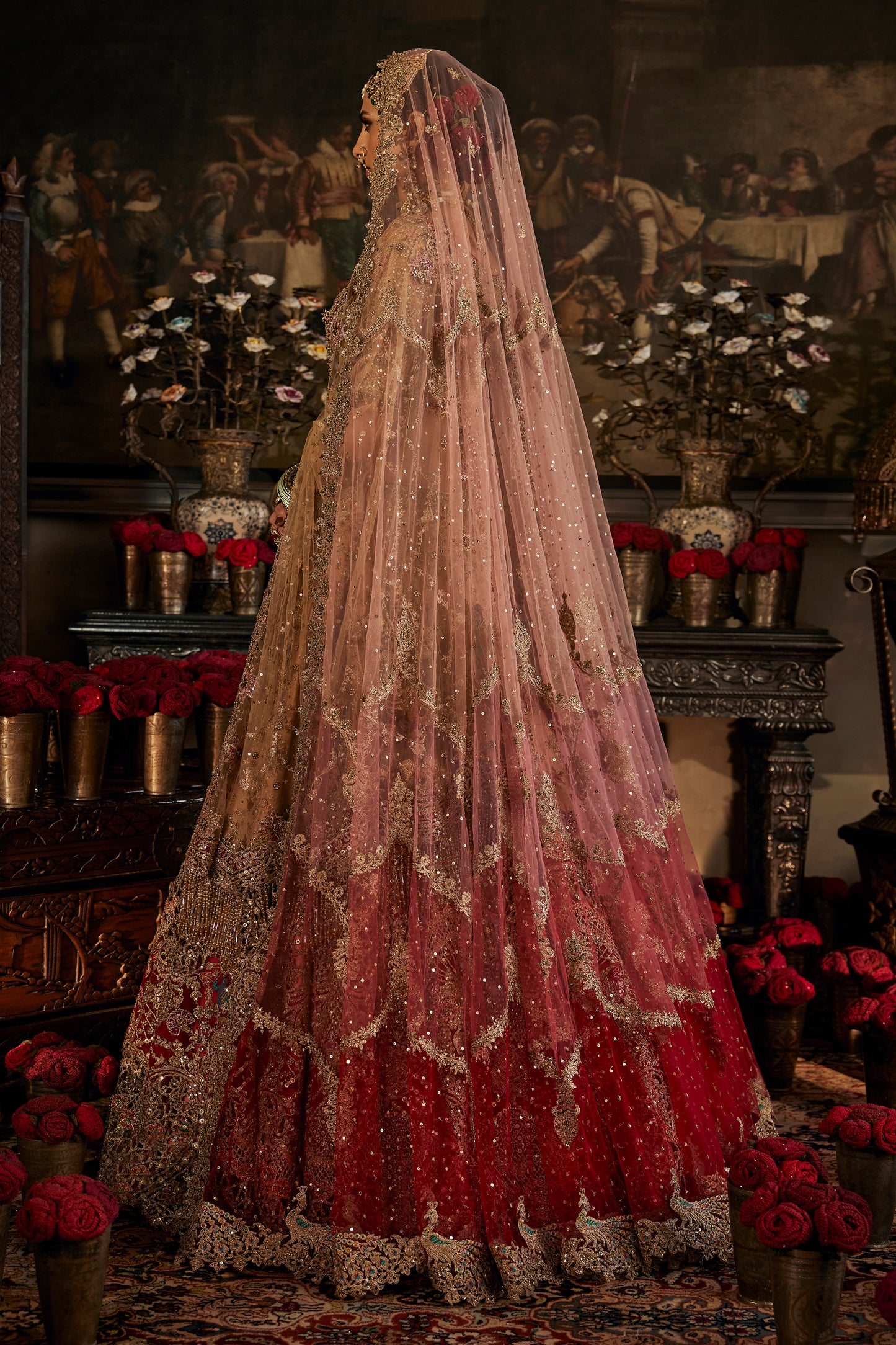 Coral Peach Hued Lehenga