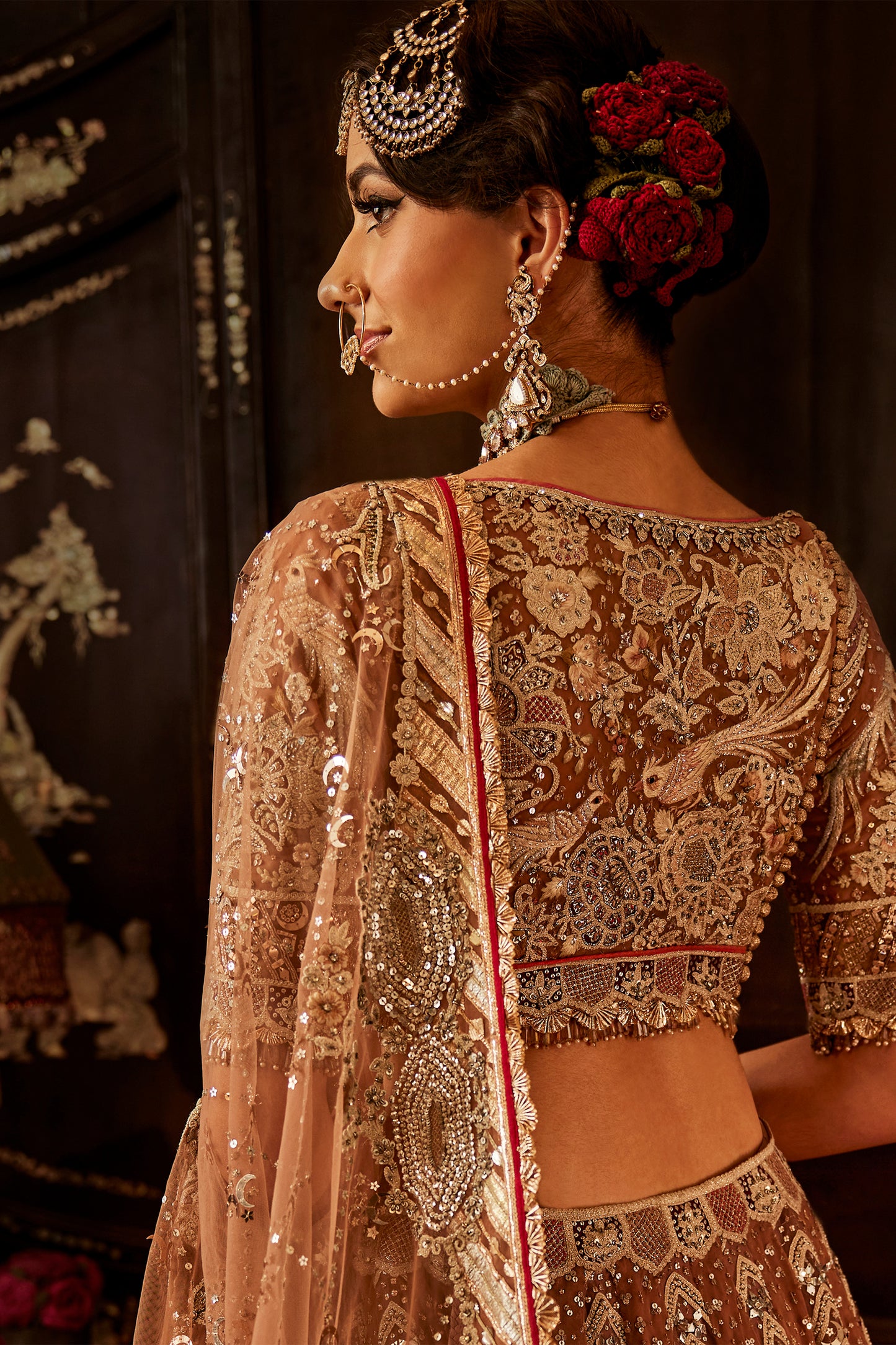 Ivory & Blush Floral Lehenga