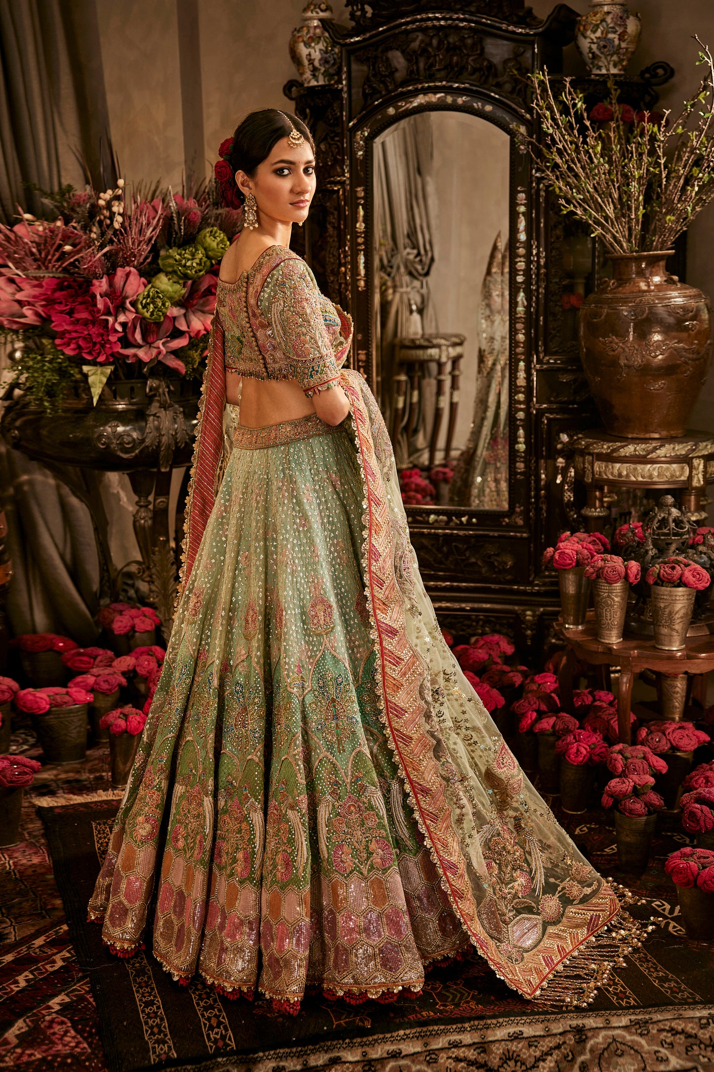 Aqua Green Tulle Lehenga