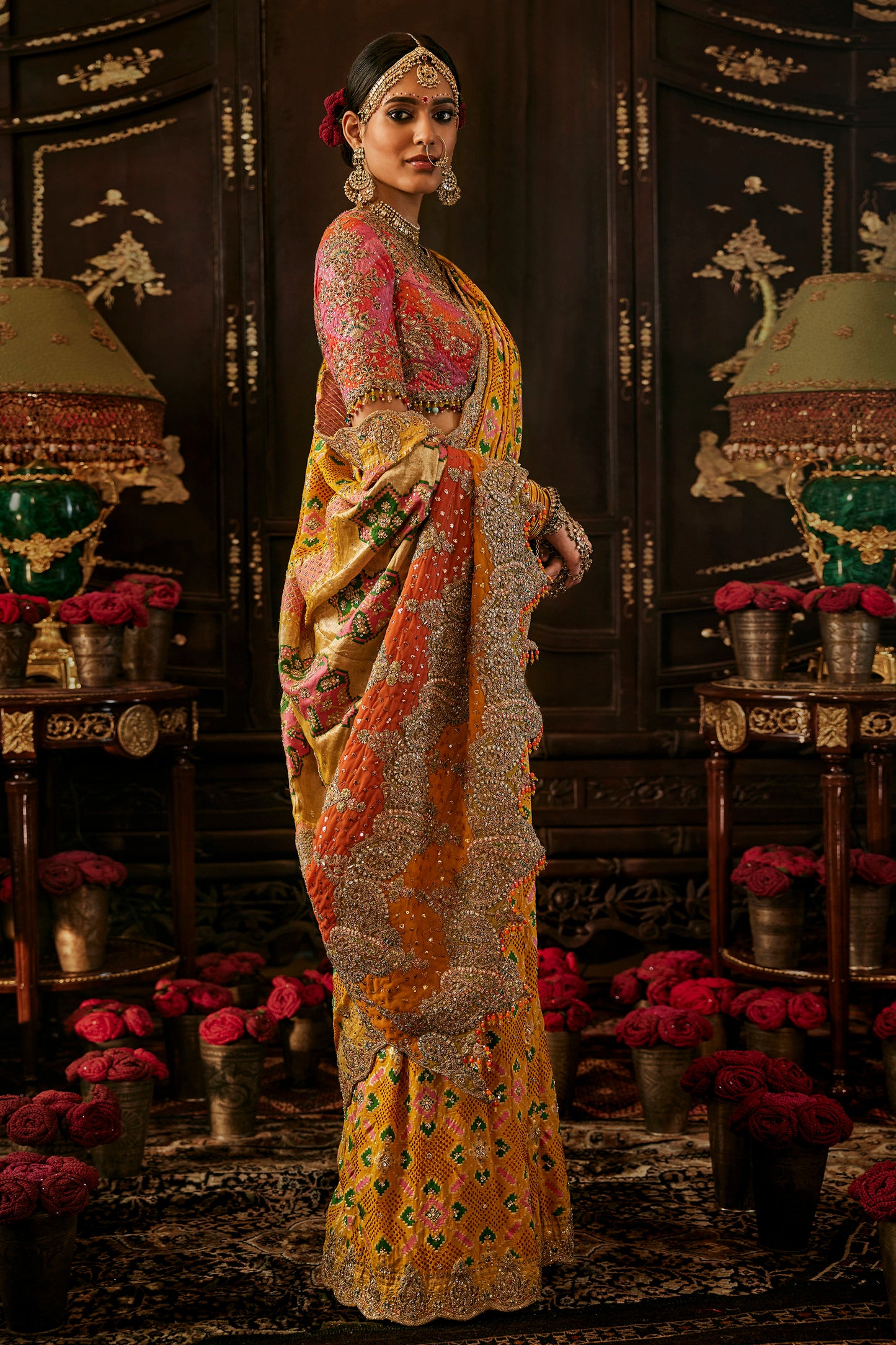 Marigold Gharchola Saree